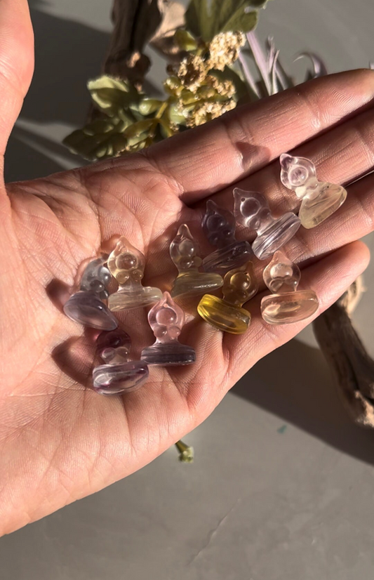 Mini Rainbow Fluorite Yoga Statue