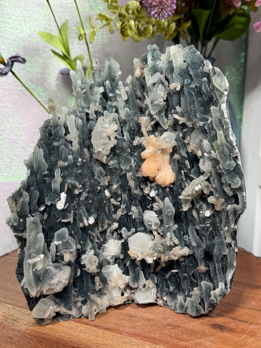 Sparkly Black Chalcedony With Sugar Coated Calcite 904