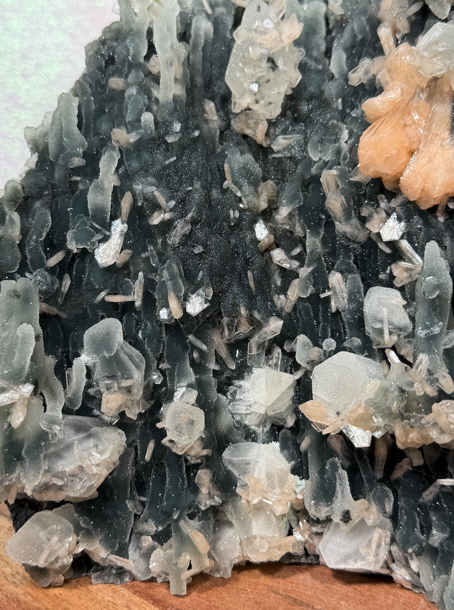 Sparkly Black Chalcedony With Sugar Coated Calcite 904
