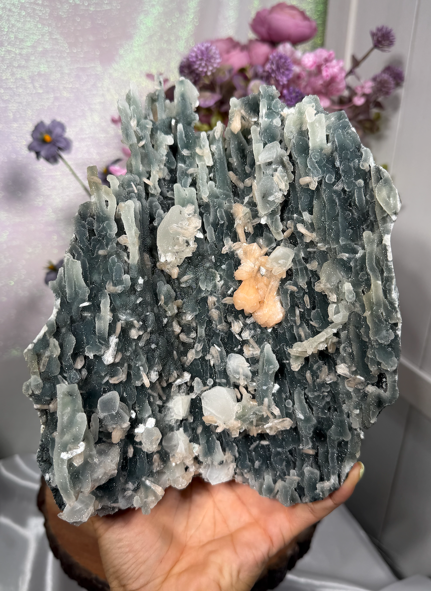 Sparkly Black Chalcedony With Sugar Coated Calcite 904