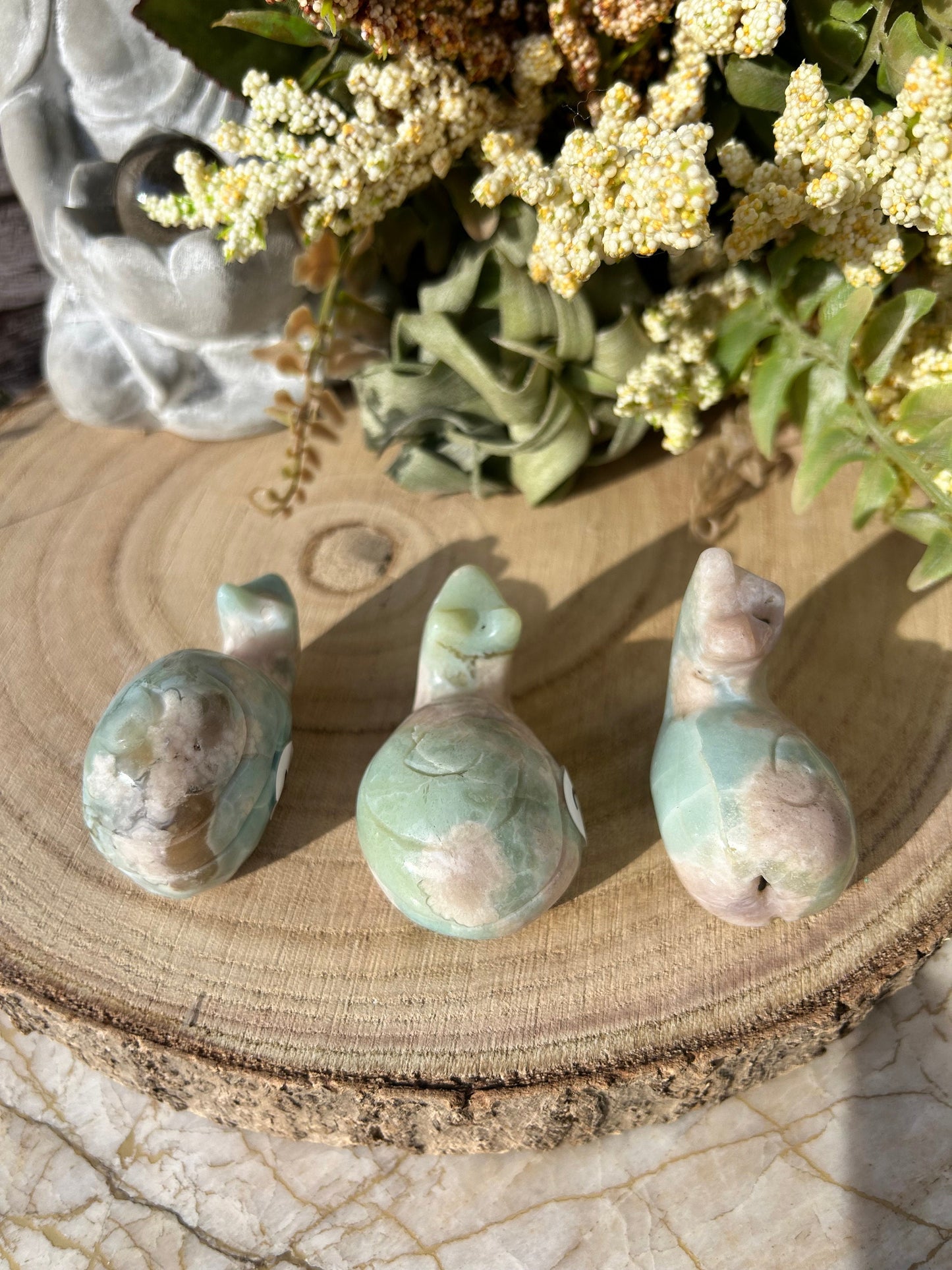 Natural Green Flower Agate Carved Snail | Rare Green Flower Agate | Birthday Gift | Crystal Snail | Flower Agate Snail | Sakura Agate