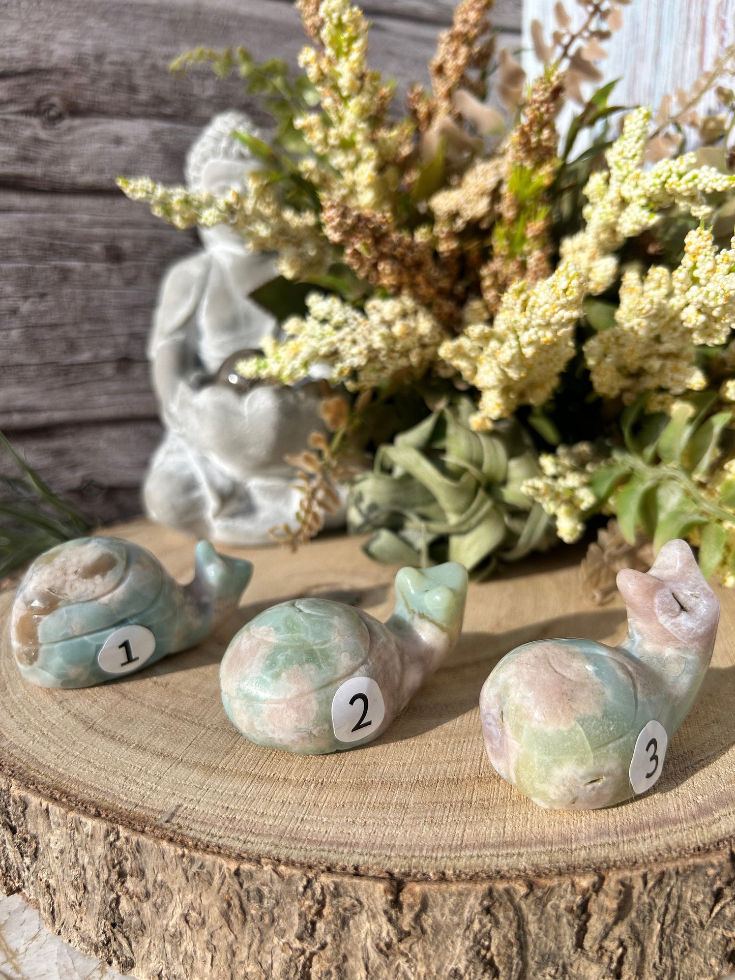 Natural Green Flower Agate Carved Snail | Rare Green Flower Agate | Birthday Gift | Crystal Snail | Flower Agate Snail | Sakura Agate