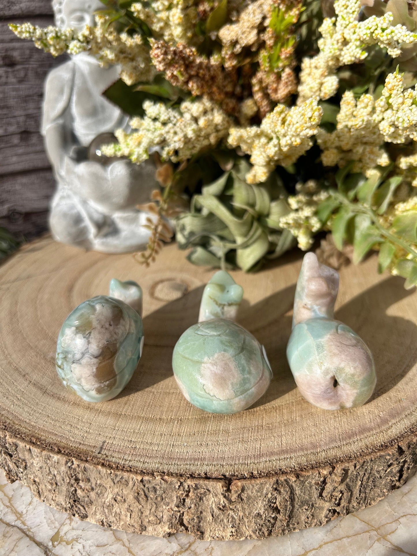 Natural Green Flower Agate Carved Snail | Rare Green Flower Agate | Birthday Gift | Crystal Snail | Flower Agate Snail | Sakura Agate