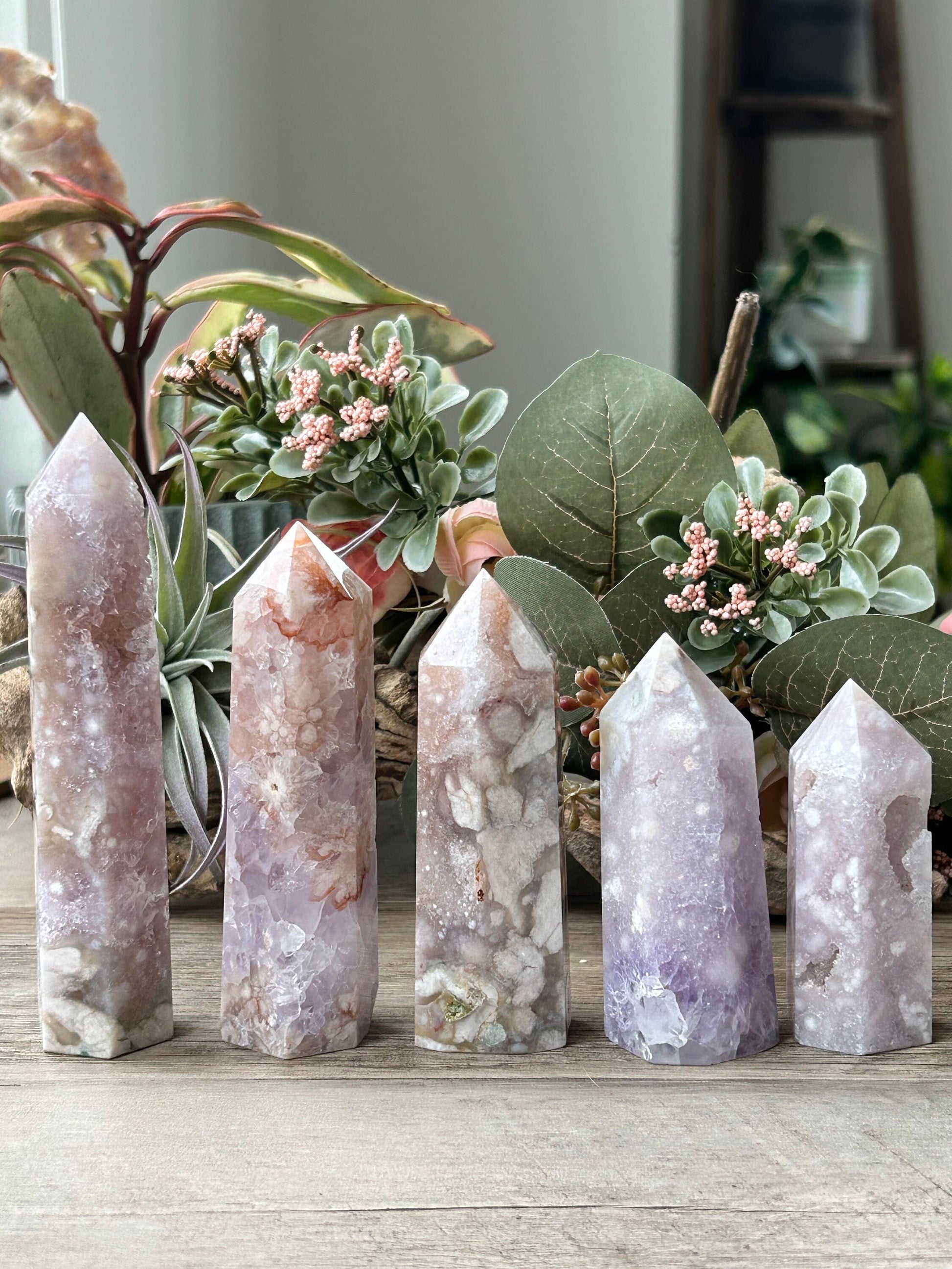 YOU CHOOSE | Pink Amethyst Flower Agate Tower | Pink Amethyst | Flower Agate Quartz Tower | Flower Agate | Natural Healing Crystals-Crystal Towers-Pink Amethyst, Flower Agate, Quartz