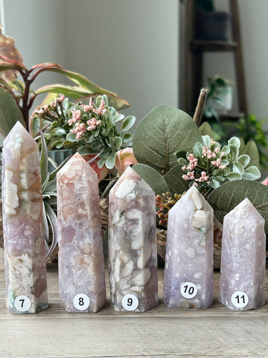 YOU CHOOSE | Pink Amethyst Flower Agate Tower | Pink Amethyst | Flower Agate Quartz Tower | Flower Agate | Natural Healing Crystals-Crystal Towers-Pink Amethyst, Flower Agate, Quartz