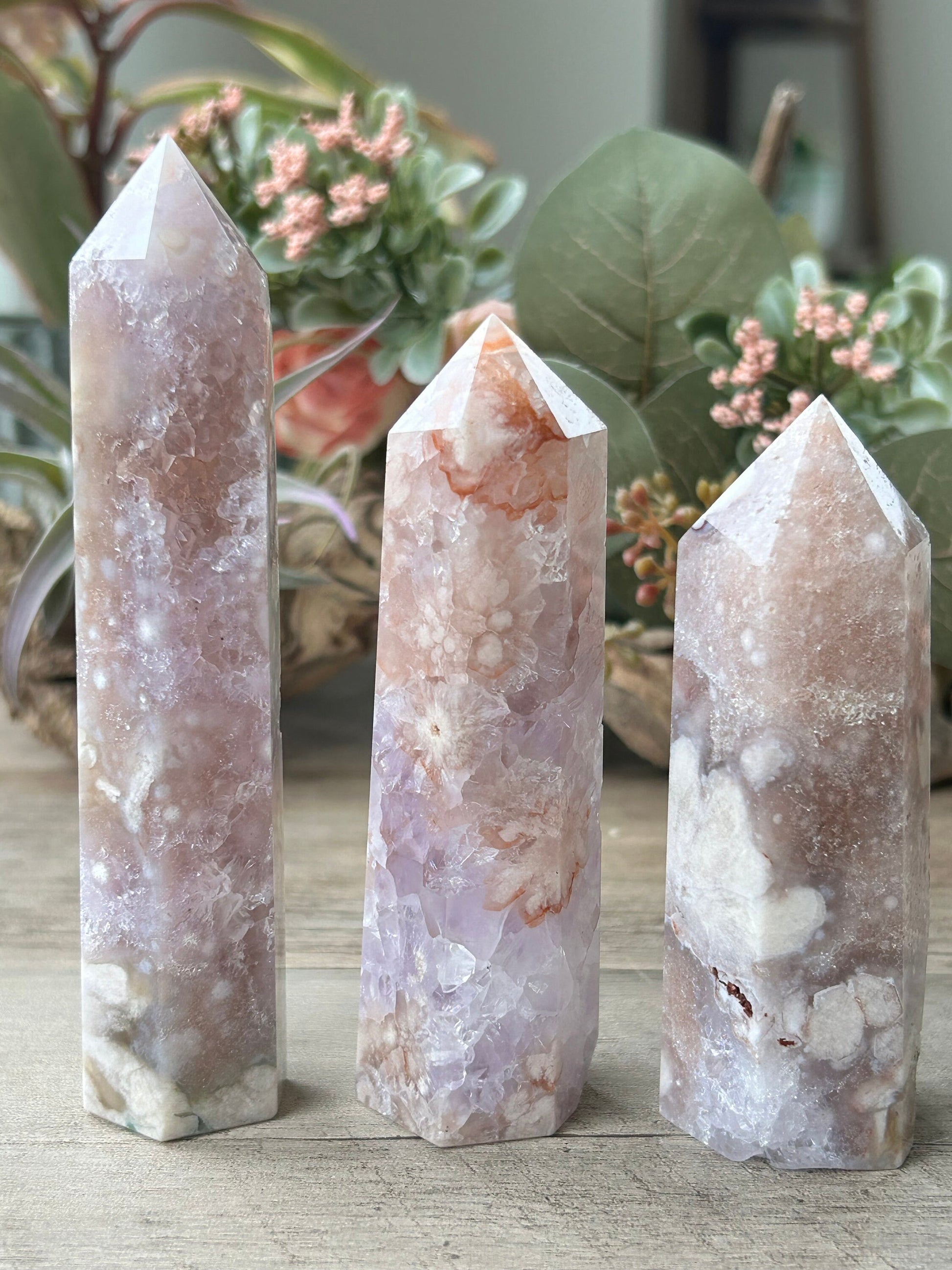 YOU CHOOSE | Pink Amethyst Flower Agate Tower | Pink Amethyst | Flower Agate Quartz Tower | Flower Agate | Natural Healing Crystals-Crystal Towers-Pink Amethyst, Flower Agate, Quartz