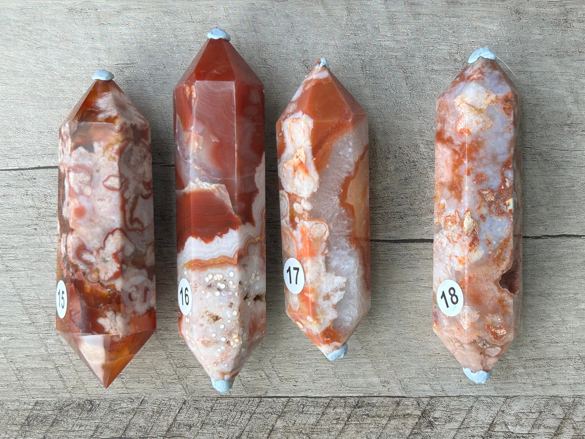 Carnelian Flower Agate DT | Carnelian | Flower Agate | Double Terminated Point | Carnelian Flower Agate Tower | Carnelian Flower Agate Point-Wands, Cupcakes, DTs-Carnelian flower agate, Flower agate, Carnelian