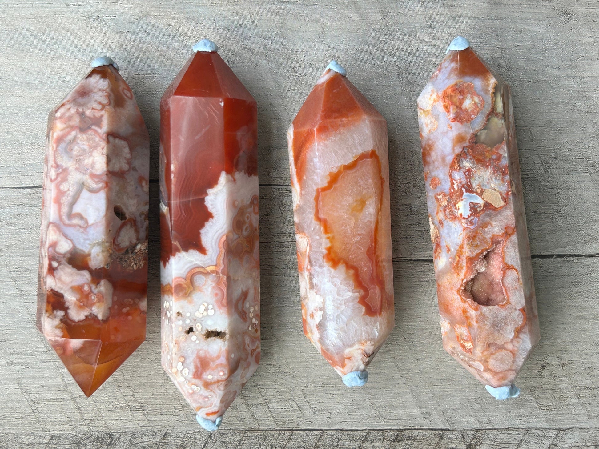 Carnelian Flower Agate DT | Carnelian | Flower Agate | Double Terminated Point | Carnelian Flower Agate Tower | Carnelian Flower Agate Point-Wands, Cupcakes, DTs-Carnelian flower agate, Flower agate, Carnelian