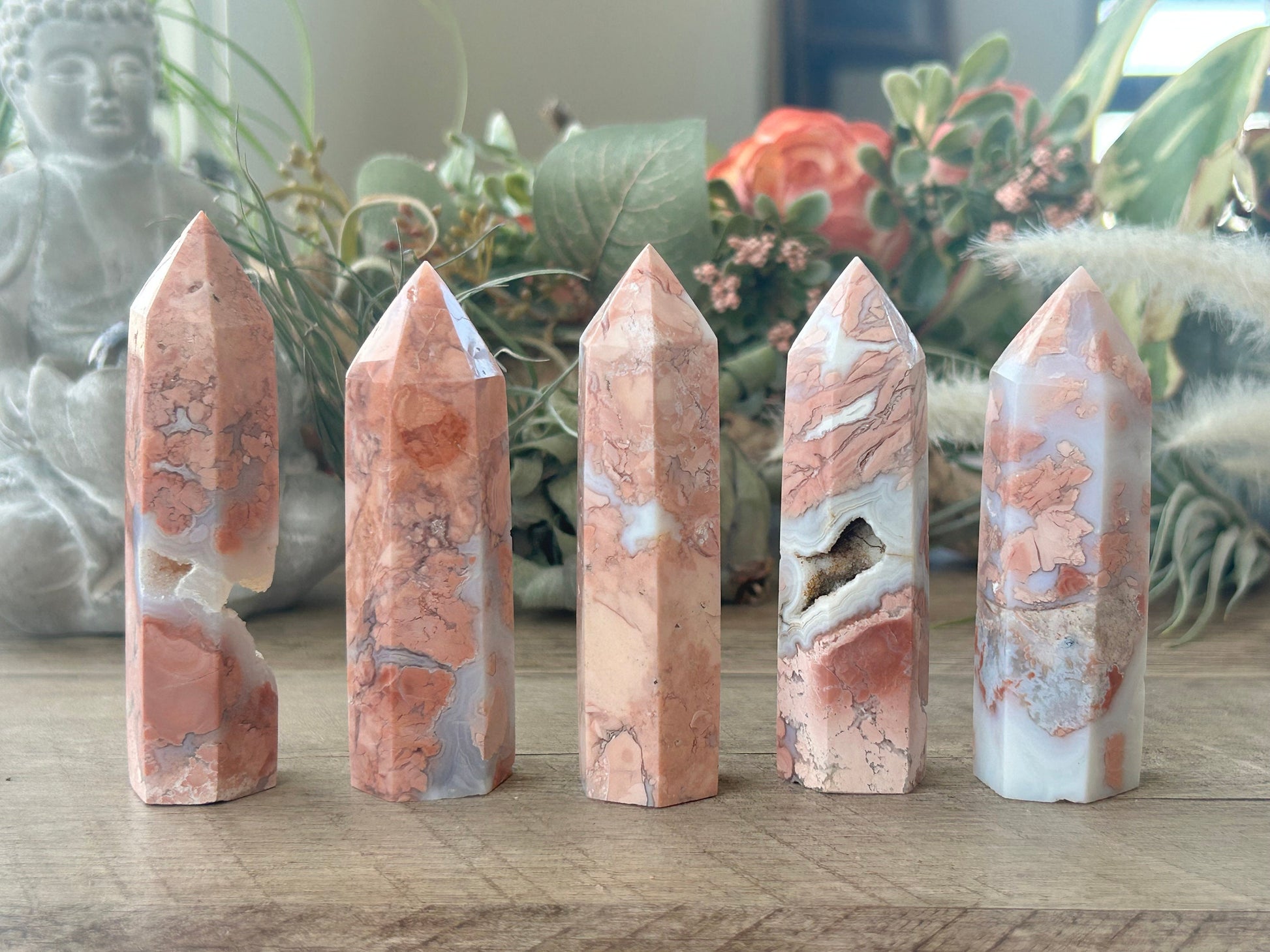 Super Pink Agate Tower | Druzy Pink Agate Crystal Tower| Pink Agate Point | Pink Agate | Natural Healing Crystals | Crystal Gifts-Crystal Towers-Pink Agate