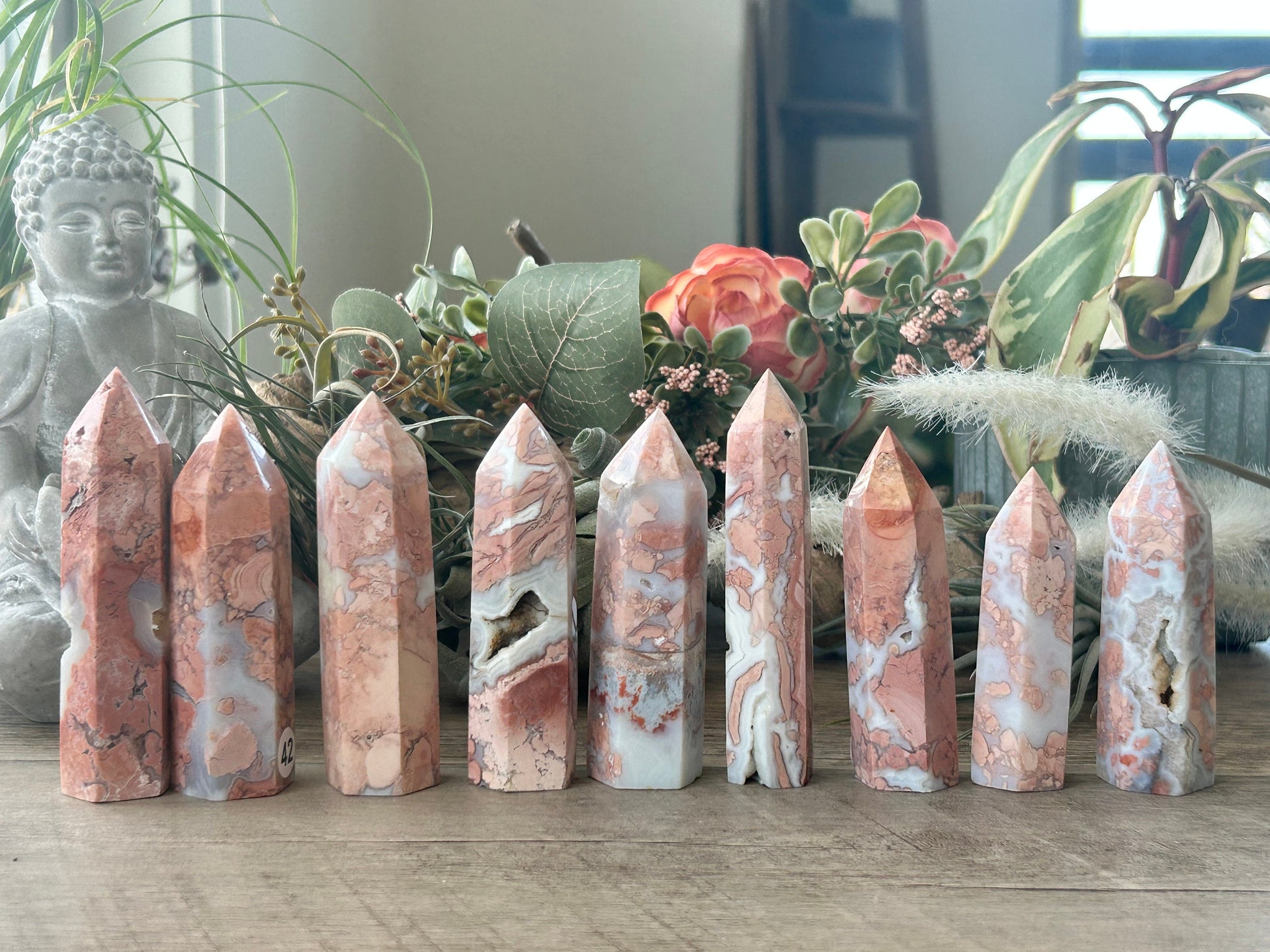 Super Pink Agate Tower | Druzy Pink Agate Crystal Tower| Pink Agate Point | Pink Agate | Natural Healing Crystals | Crystal Gifts-Crystal Towers-Pink Agate