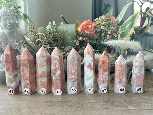 Super Pink Agate Tower | Druzy Pink Agate Crystal Tower| Pink Agate Point | Pink Agate | Natural Healing Crystals | Crystal Gifts-Crystal Towers-Pink Agate