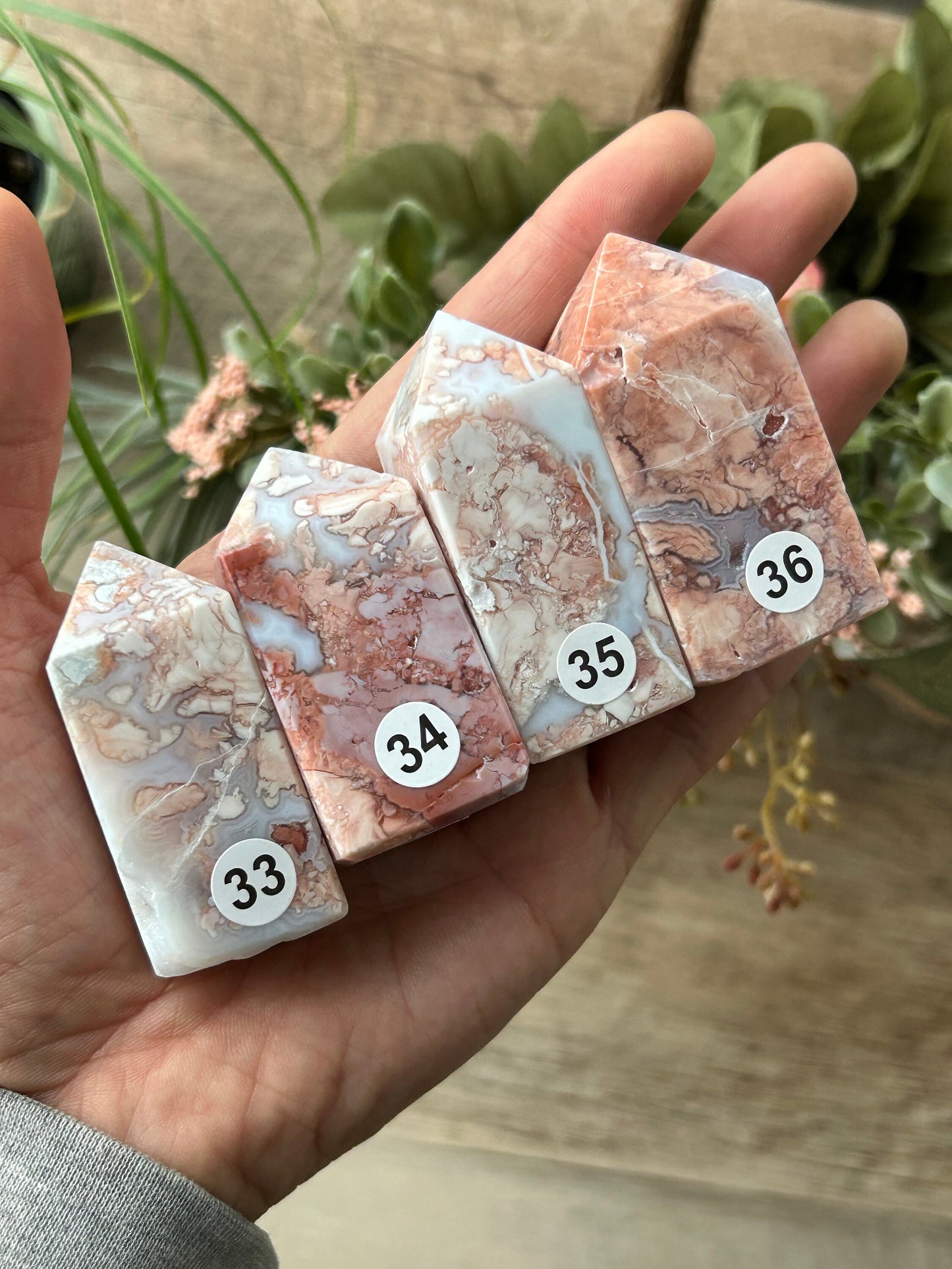 High Quality & Colorful Druzy Pink Petal Agate 4 Sided Tower | Healing Crystal | Pink Agate Point | Pink Agate Obelisk | Crystal Gifts-Crystal Towers-Pink Agate