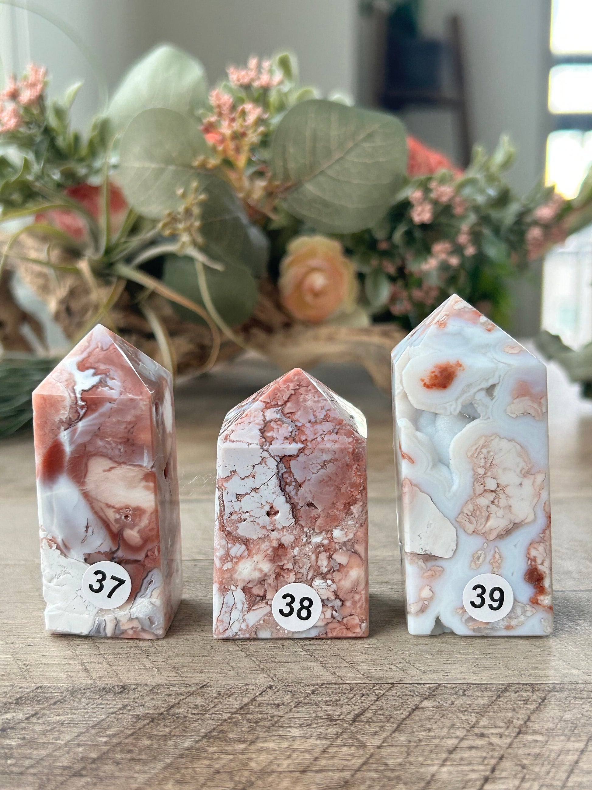 High Quality & Colorful Druzy Pink Petal Agate 4 Sided Tower | Healing Crystal | Pink Agate Point | Pink Agate Obelisk | Crystal Gifts-Crystal Towers-Pink Agate