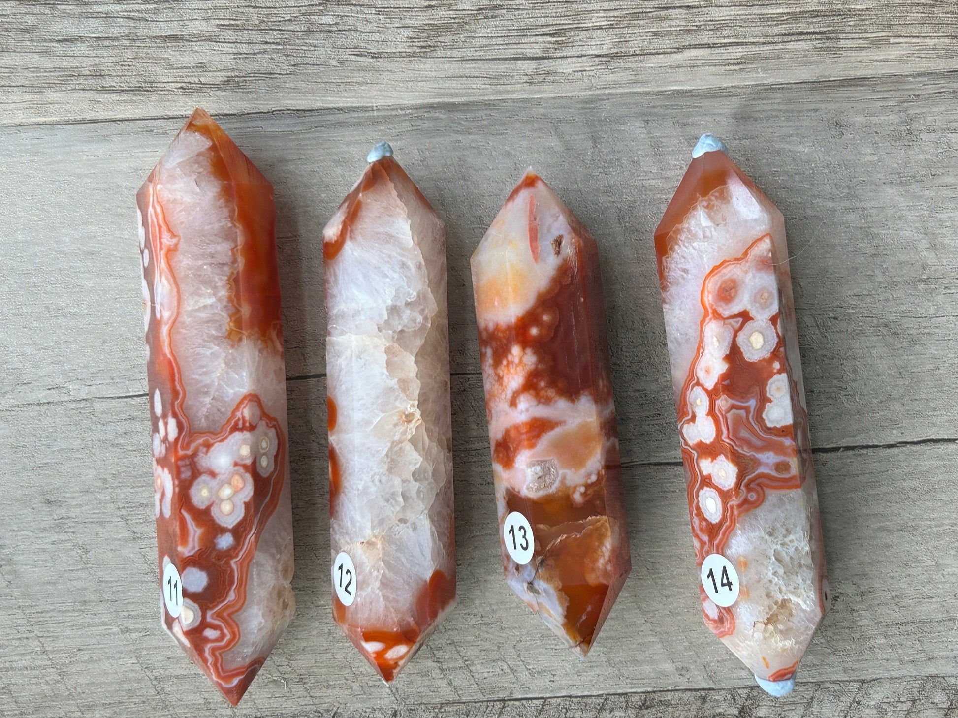 Carnelian Flower Agate DT | Carnelian | Flower Agate | Double Terminated Point | Carnelian Flower Agate Tower | Carnelian Flower Agate Point-Wands, Cupcakes, DTs-Carnelian flower agate, Flower agate, Carnelian