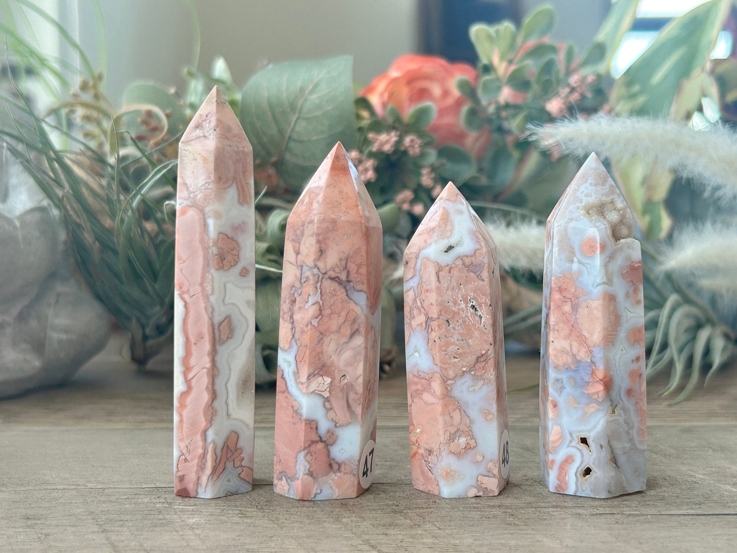 Super Pink Agate Tower | Druzy Pink Agate Crystal Tower| Pink Agate Point | Pink Agate | Natural Healing Crystals | Crystal Gifts-Crystal Towers-Pink Agate