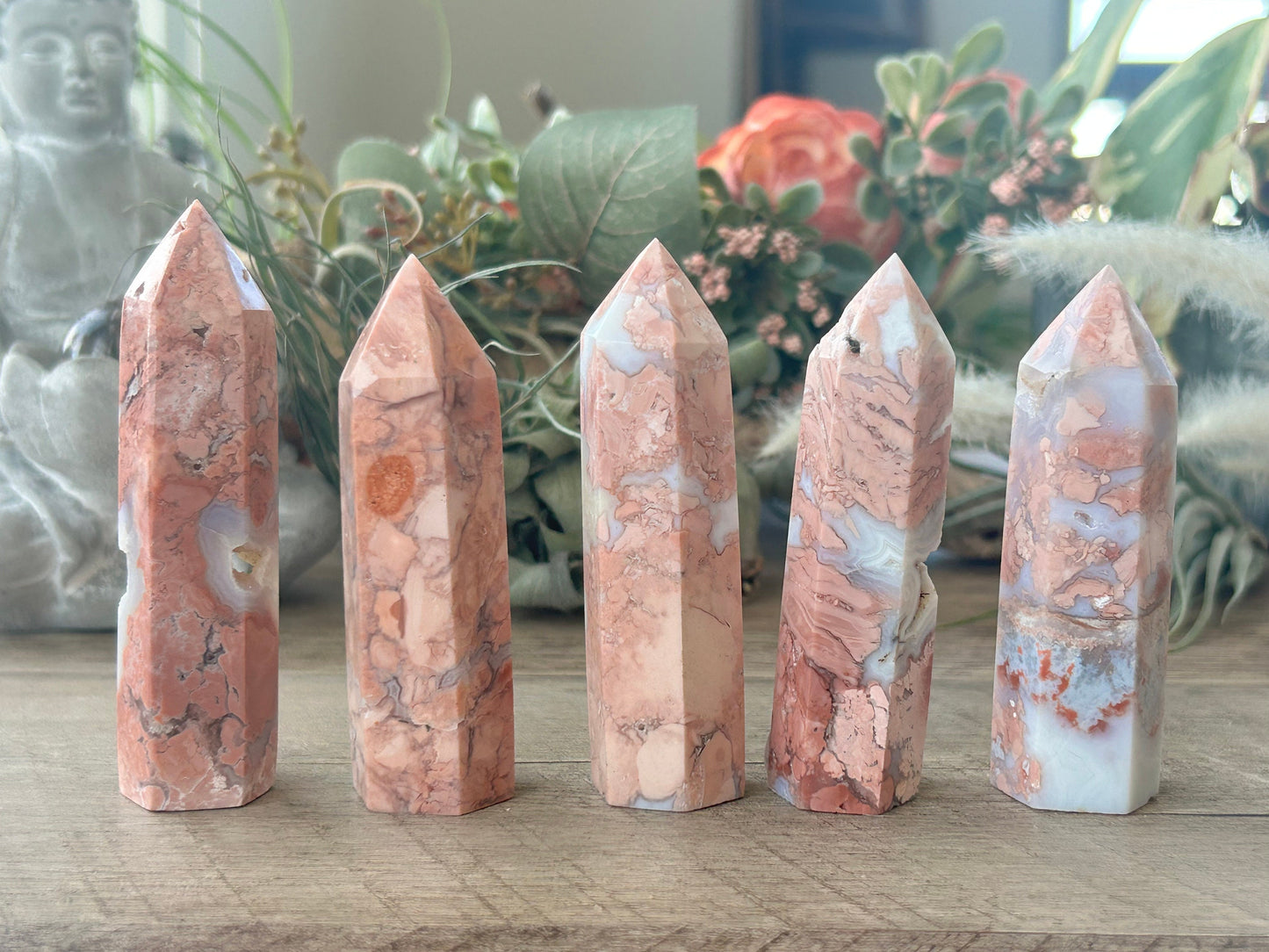 Super Pink Agate Tower | Druzy Pink Agate Crystal Tower| Pink Agate Point | Pink Agate | Natural Healing Crystals | Crystal Gifts-Crystal Towers-Pink Agate