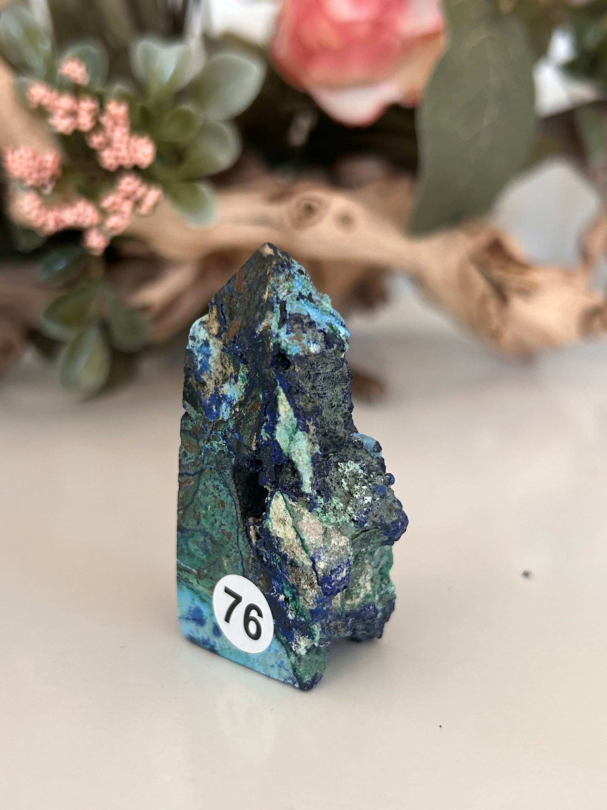 Beautiful and Colorful Azurite Specimen | Druzy Azurite Tower | Azurite | Azurite Point | Crystal Gift | Healing Crystals | Natural Azurite-Crystal Towers-Azurite