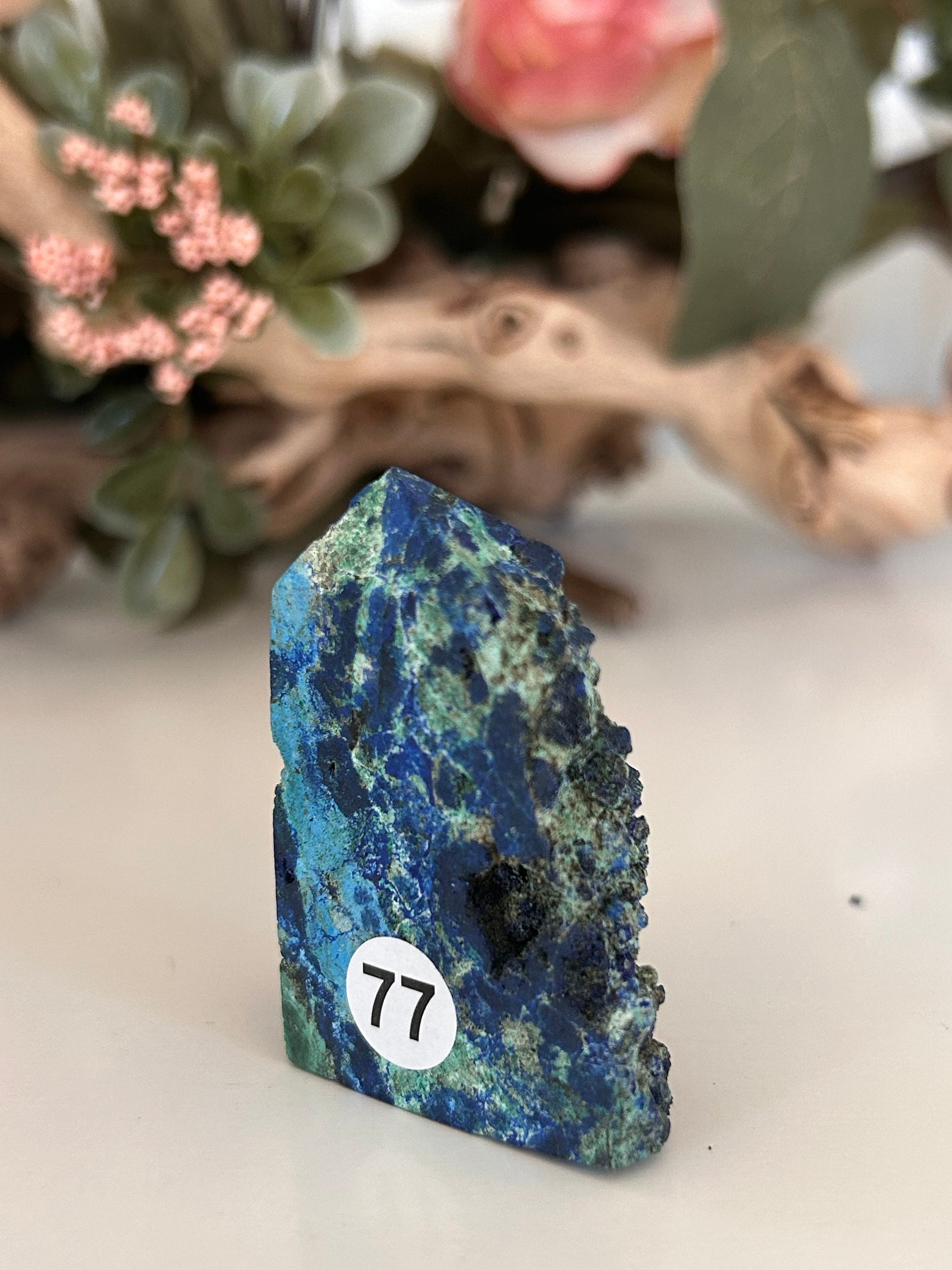 Beautiful and Colorful Azurite Specimen | Druzy Azurite Tower | Azurite | Azurite Point | Crystal Gift | Healing Crystals | Natural Azurite-Crystal Towers-Azurite