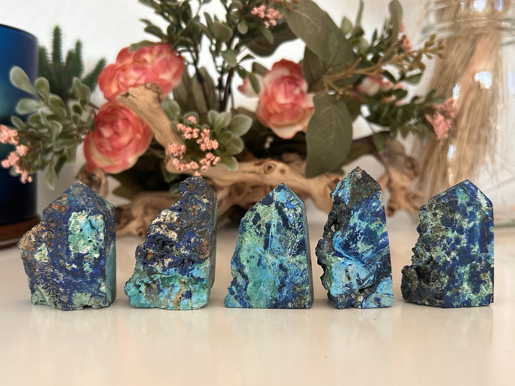 Beautiful and Colorful Azurite Specimen | Druzy Azurite Tower | Azurite | Azurite Point | Crystal Gift | Healing Crystals | Natural Azurite-Crystal Towers-Azurite