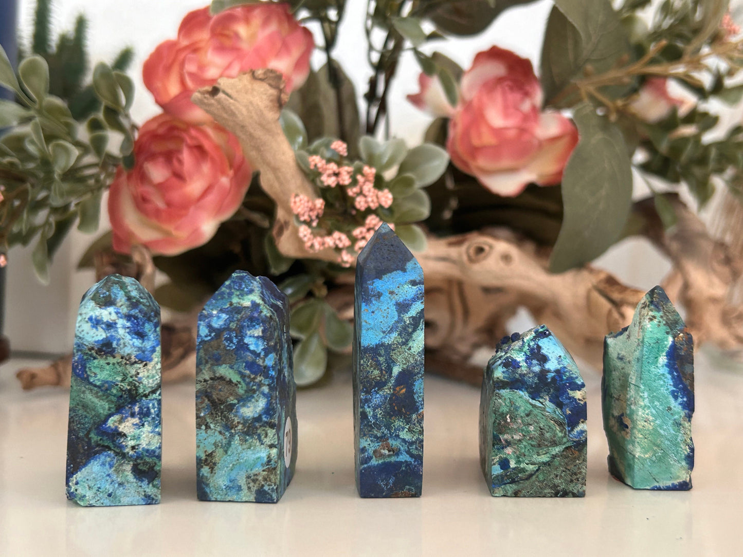 Beautiful and Colorful Azurite Specimen | Druzy Azurite Tower | Azurite | Azurite Point | Crystal Gift | Healing Crystals | Natural Azurite-Crystal Towers-Azurite