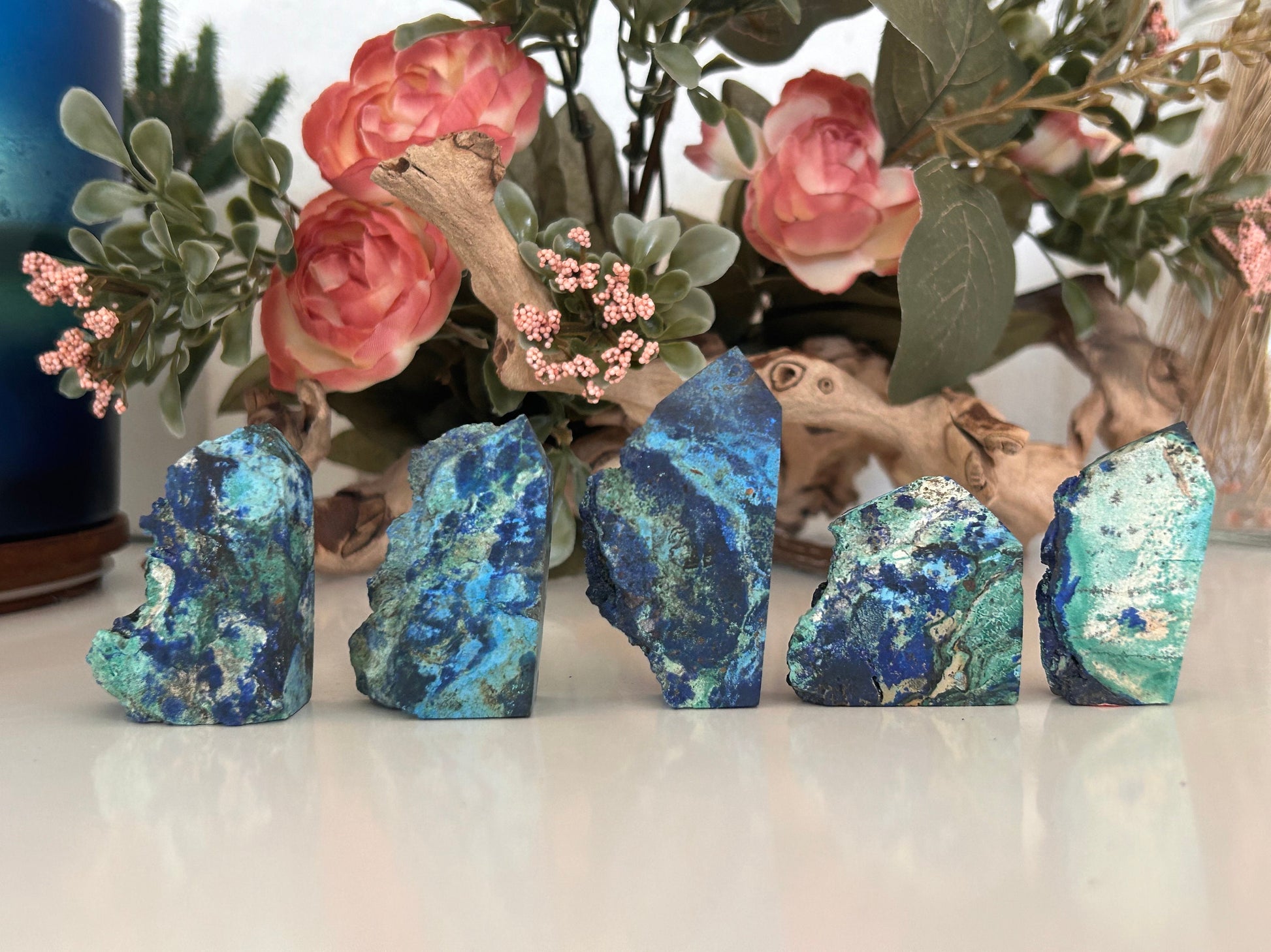 Beautiful and Colorful Azurite Specimen | Druzy Azurite Tower | Azurite | Azurite Point | Crystal Gift | Healing Crystals | Natural Azurite-Crystal Towers-Azurite