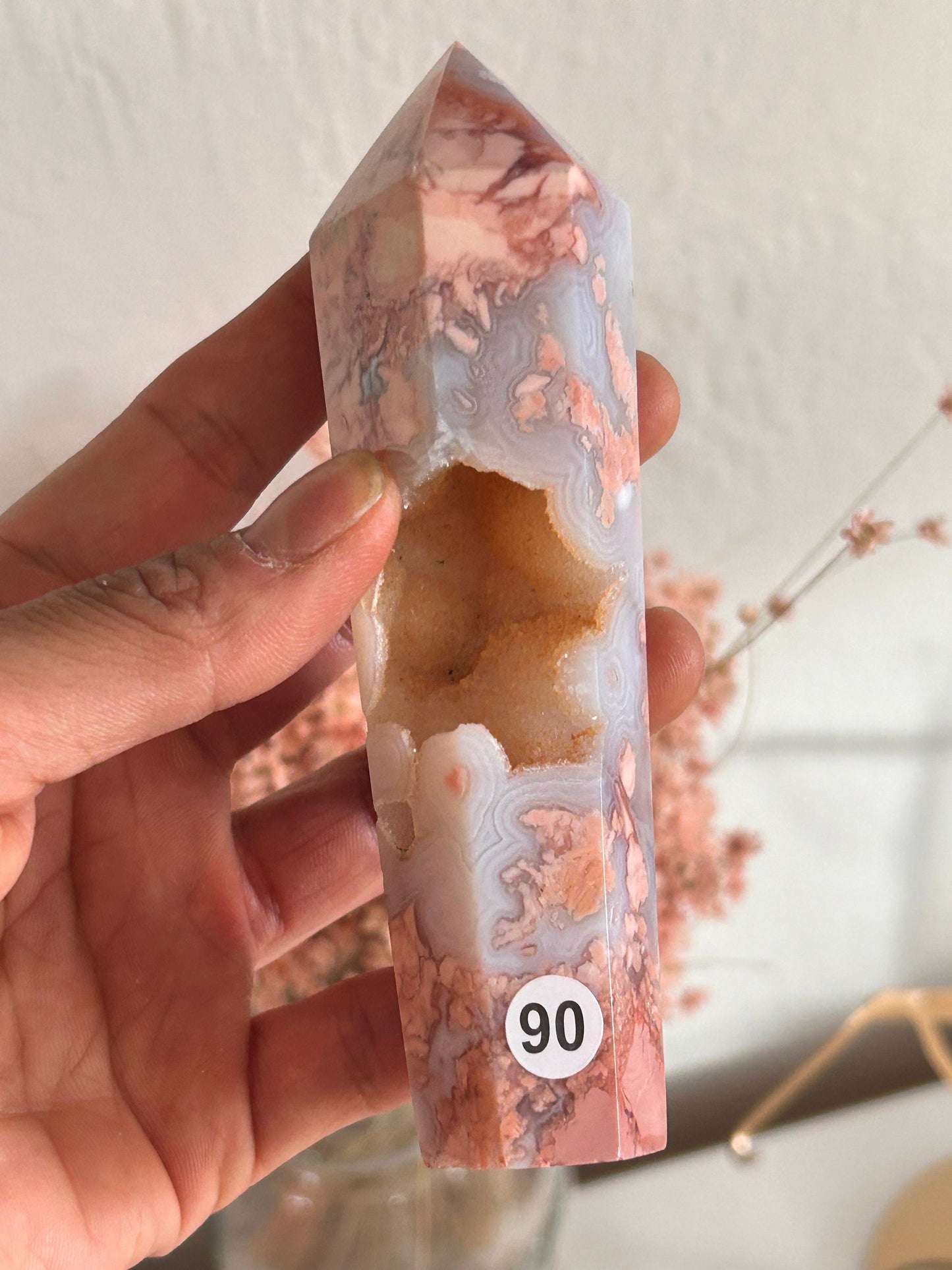 Beautiful, Super Druzy Pink Agate Wand | Pink Agate Scepter | Crystal Wand | Petal Agate | Natural Healing Crystals | Crystal Gifts-Wands, Cupcakes, DTs-Pink Agate