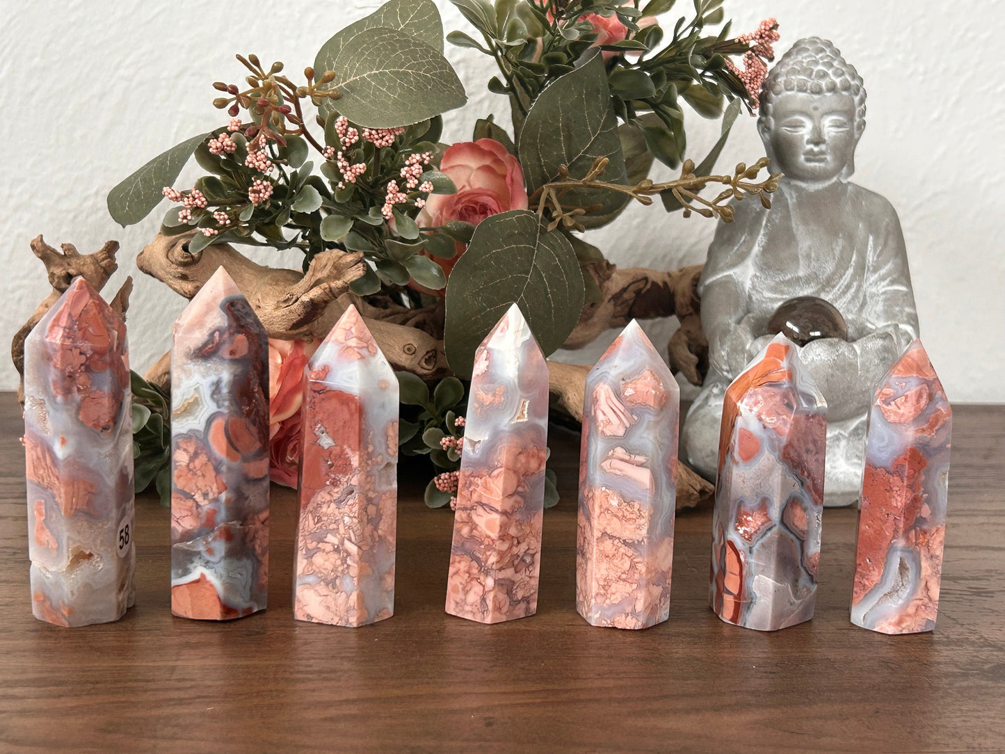 Beautiful, Super Druzy Pink Agate Tower | Pink Agate Point | Crystal Tower | Petal Agate | Natural Healing Crystals | Crystal Gifts-Crystal Towers-Pink Agate