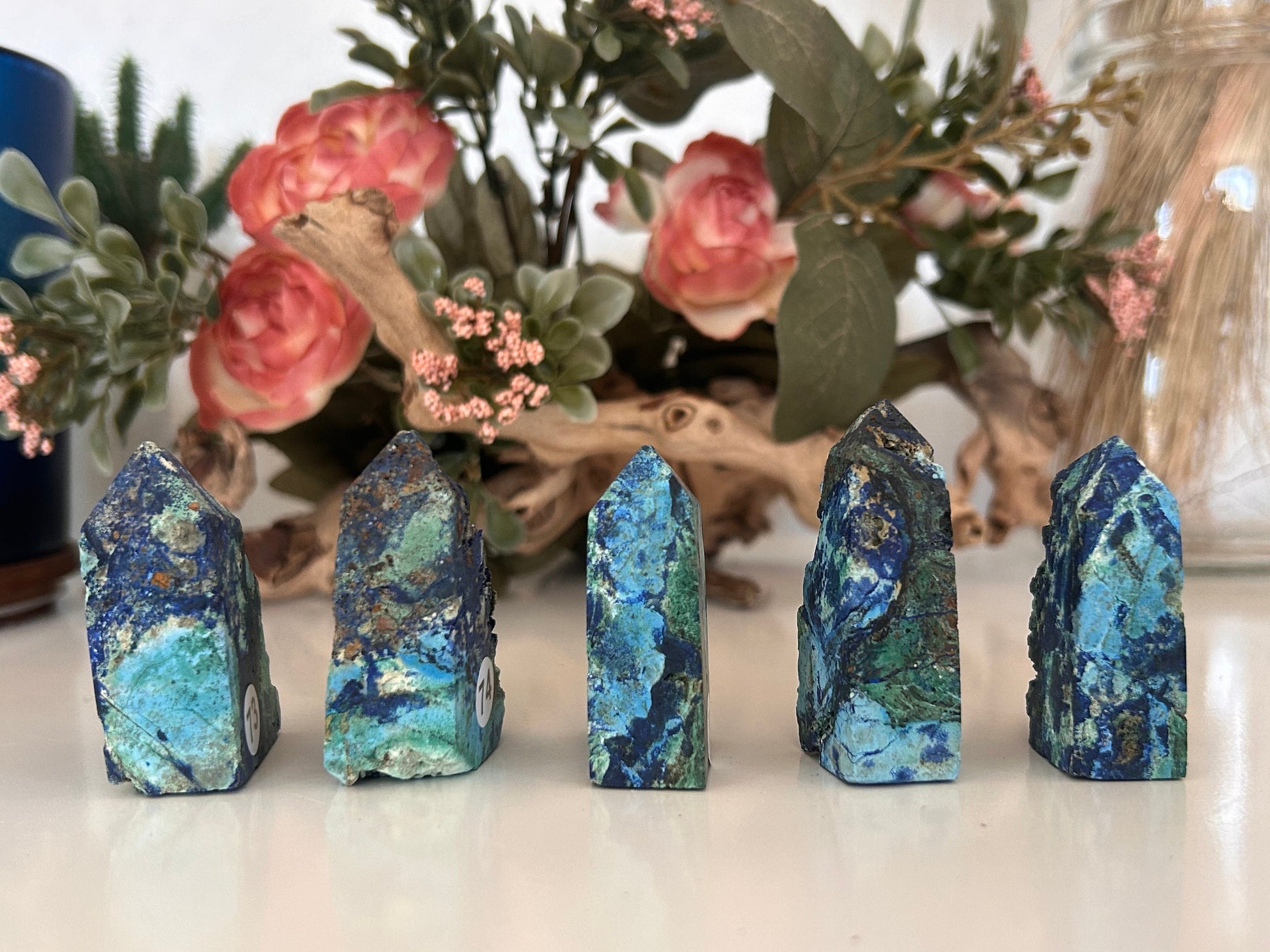 Beautiful and Colorful Azurite Specimen | Druzy Azurite Tower | Azurite | Azurite Point | Crystal Gift | Healing Crystals | Natural Azurite-Crystal Towers-Azurite