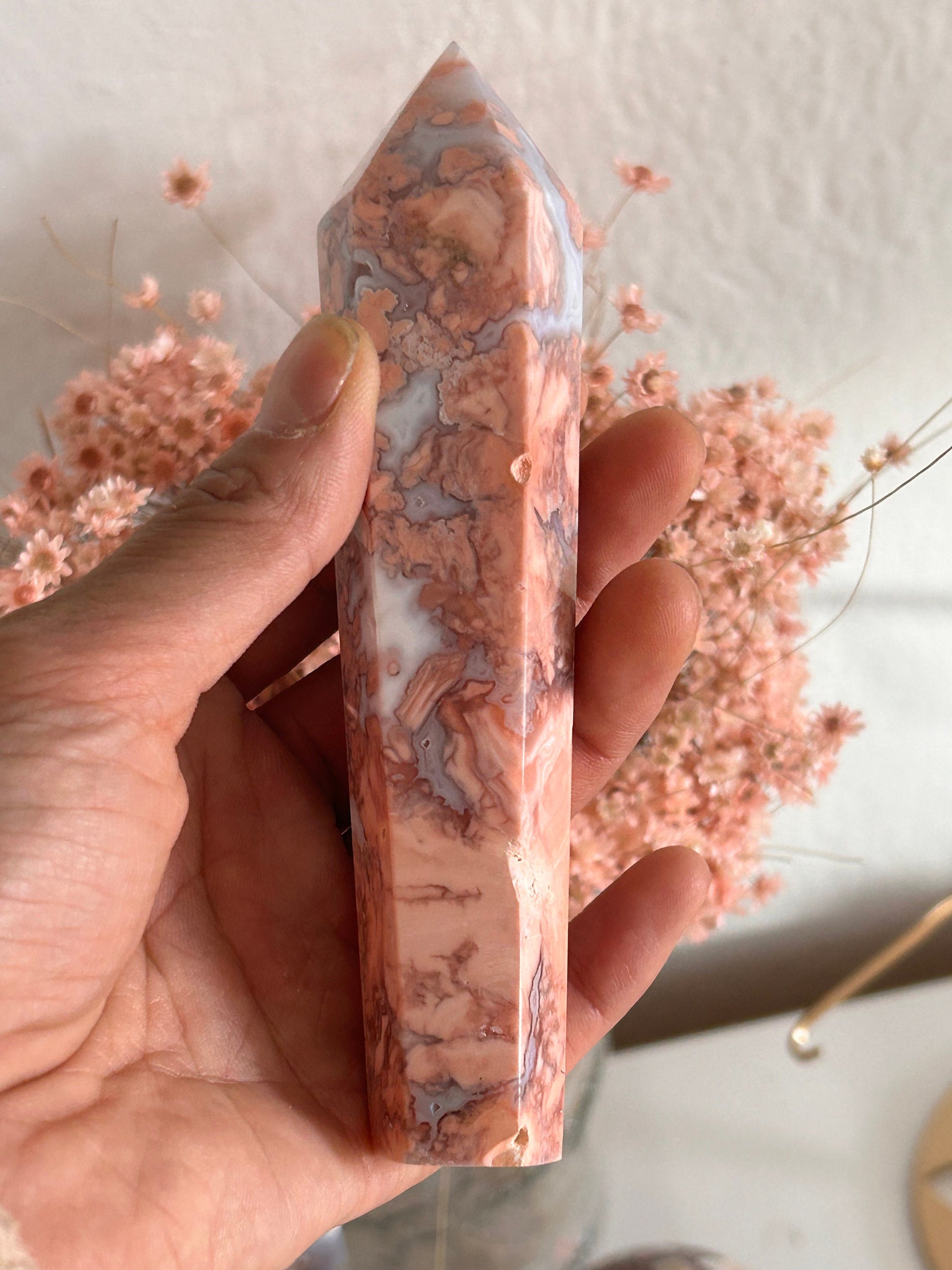 Beautiful, Super Druzy Pink Agate Wand | Pink Agate Scepter | Crystal Wand | Petal Agate | Natural Healing Crystals | Crystal Gifts-Wands, Cupcakes, DTs-Pink Agate