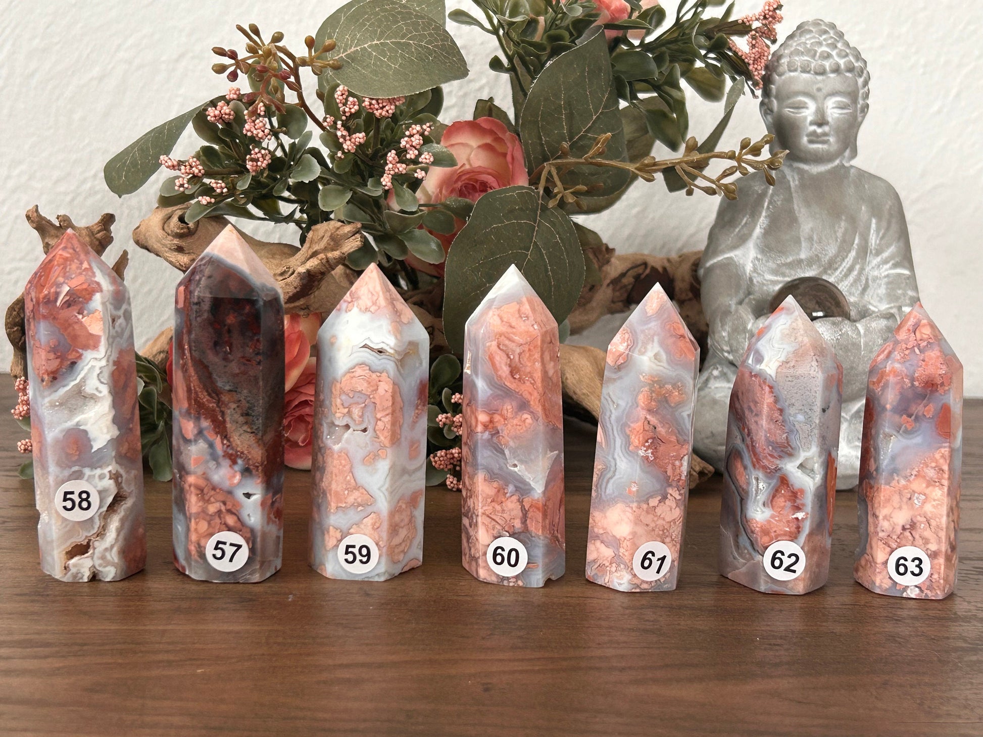 Beautiful, Super Druzy Pink Agate Tower | Pink Agate Point | Crystal Tower | Petal Agate | Natural Healing Crystals | Crystal Gifts-Crystal Towers-Pink Agate