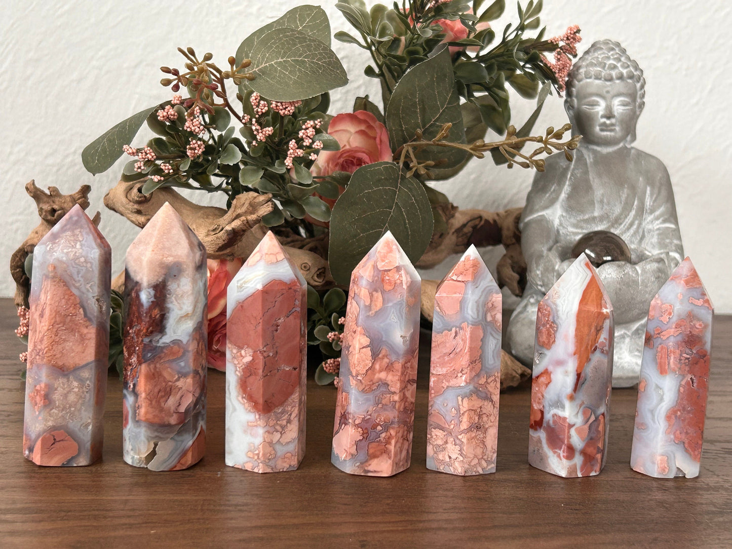 Beautiful, Super Druzy Pink Agate Tower | Pink Agate Point | Crystal Tower | Petal Agate | Natural Healing Crystals | Crystal Gifts-Crystal Towers-Pink Agate