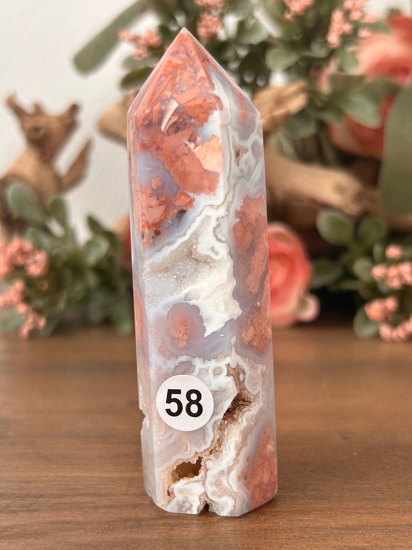 Beautiful, Super Druzy Pink Agate Tower | Pink Agate Point | Crystal Tower | Petal Agate | Natural Healing Crystals | Crystal Gifts-Crystal Towers-Pink Agate