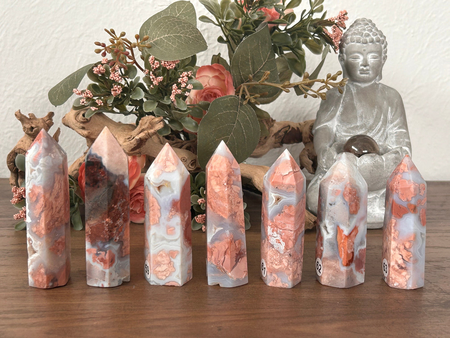 Beautiful, Super Druzy Pink Agate Tower | Pink Agate Point | Crystal Tower | Petal Agate | Natural Healing Crystals | Crystal Gifts-Crystal Towers-Pink Agate