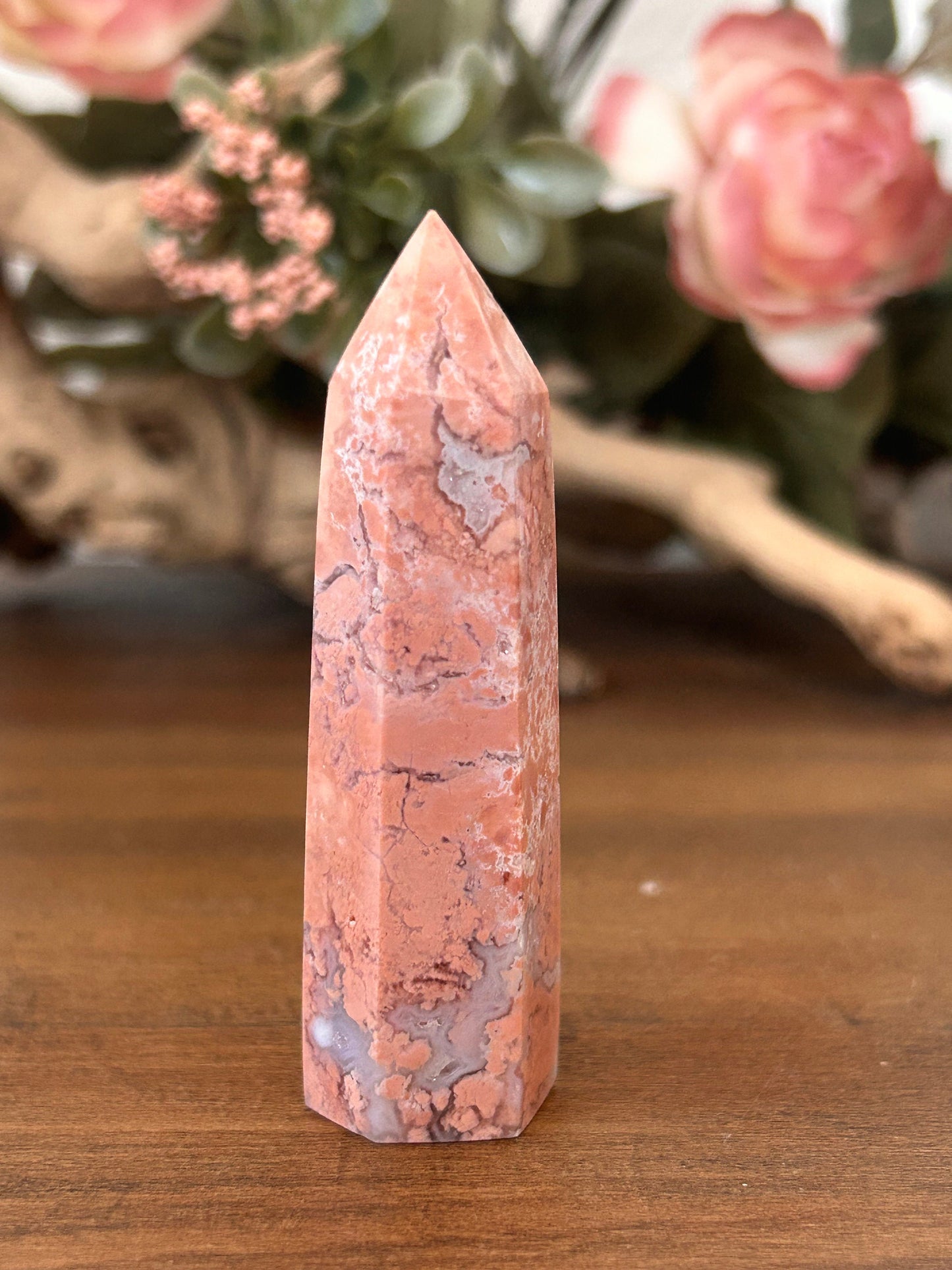 Super Pink Agate Tower | Druzy Pink Agate Crystal Tower| Pink Agate Point | Pink Agate | Natural Healing Crystals | Crystal Gifts