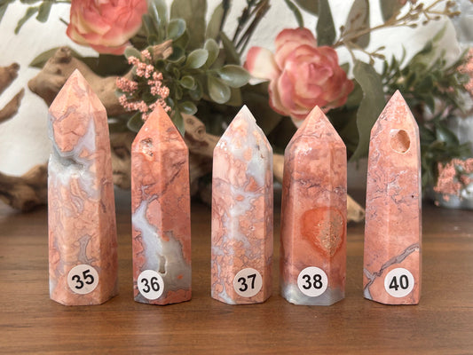 Super Pink Agate Tower | Druzy Pink Agate Crystal Tower| Pink Agate Point | Pink Agate | Natural Healing Crystals | Crystal Gifts