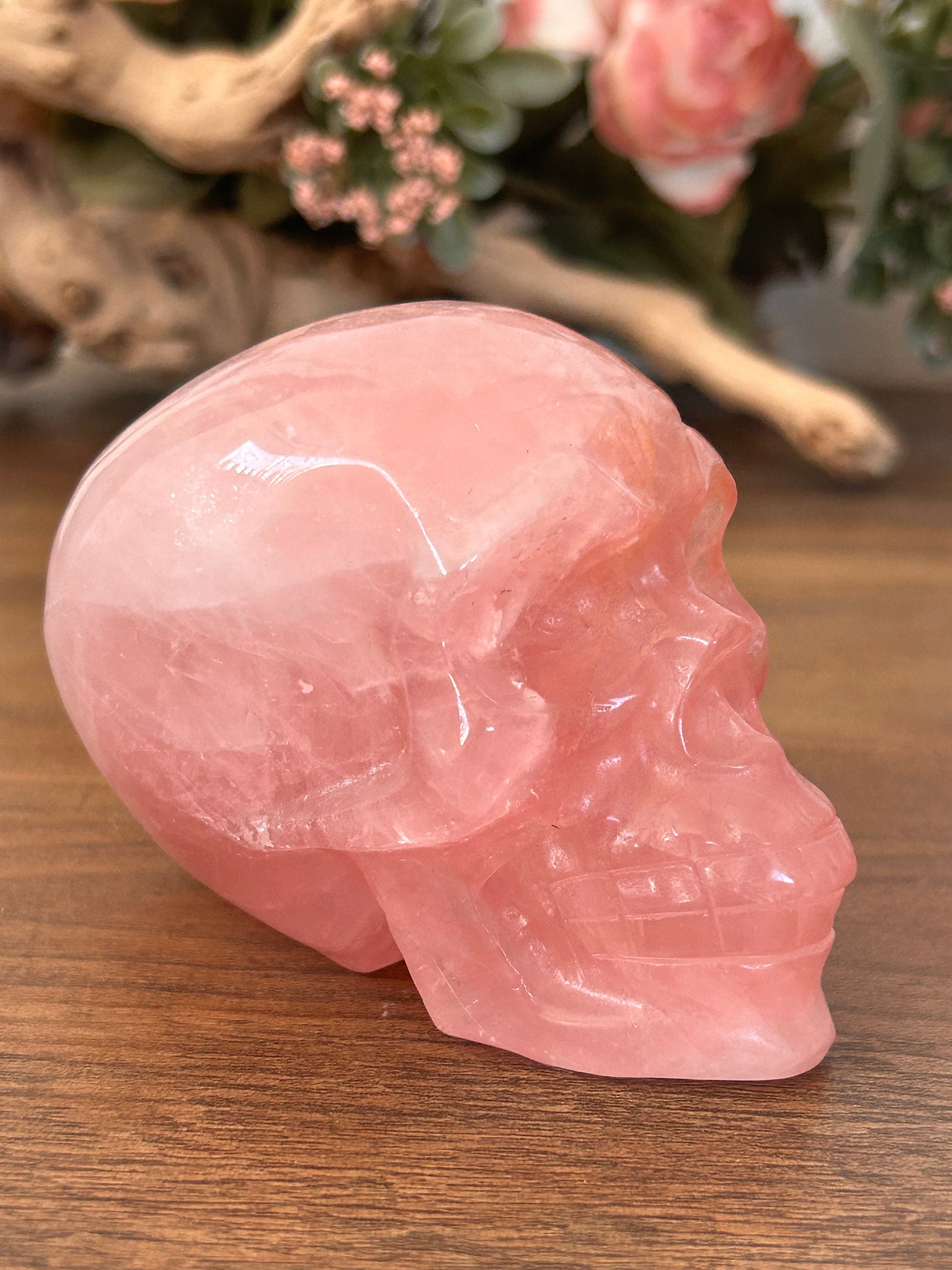 Super Gemmy High Quality Rose Quartz Skull | Super Pink Rose Quartz Skull | Crystal Skull | Crystal Gift | Skull Art | Spiritual Home Decor-Crystal Skulls-rose quartz