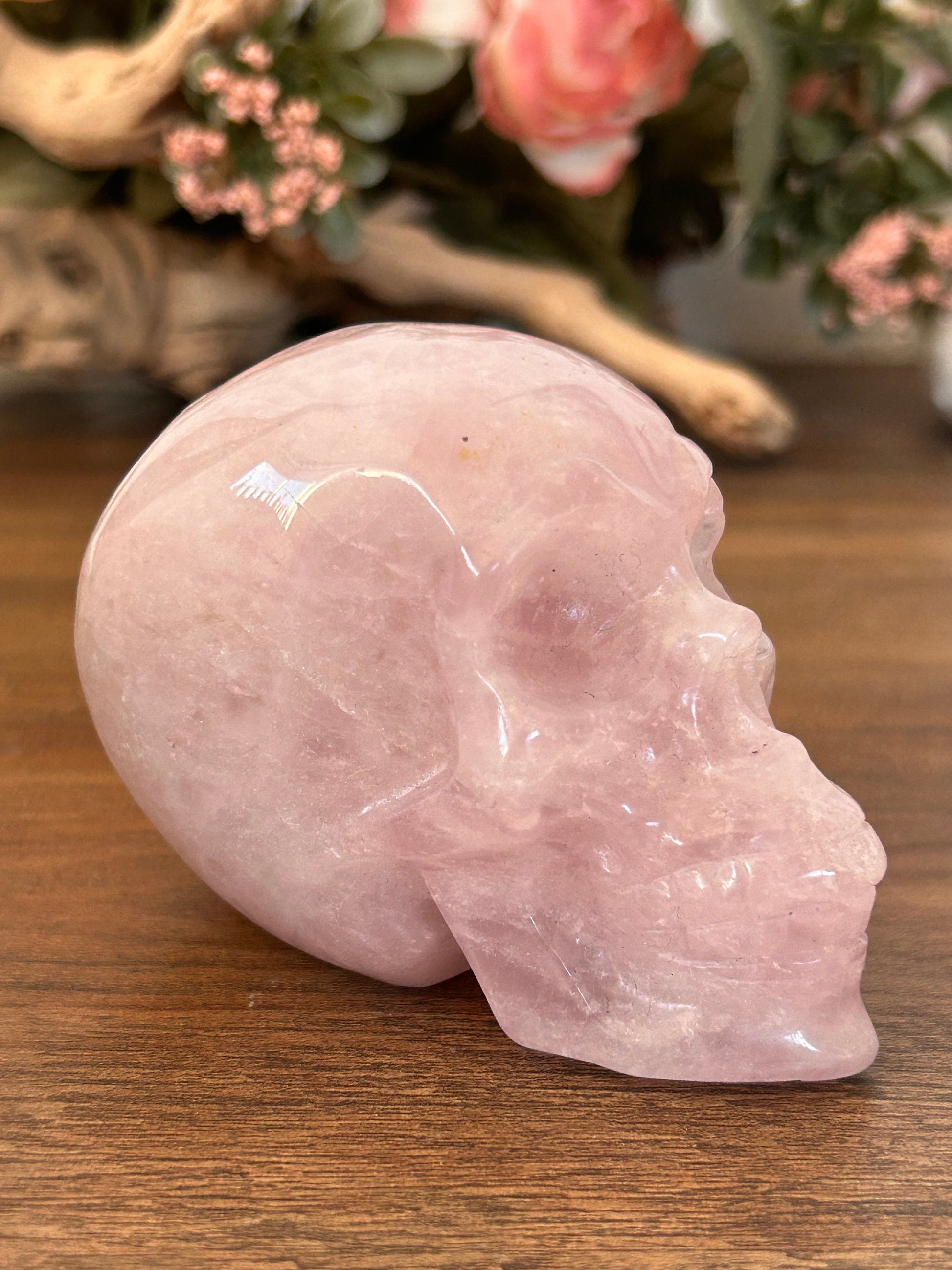 Super Gemmy High Quality Rose Quartz Skull | Super Pink Rose Quartz Skull | Crystal Skull | Crystal Gift | Skull Art | Spiritual Home Decor-Crystal Skulls-rose quartz