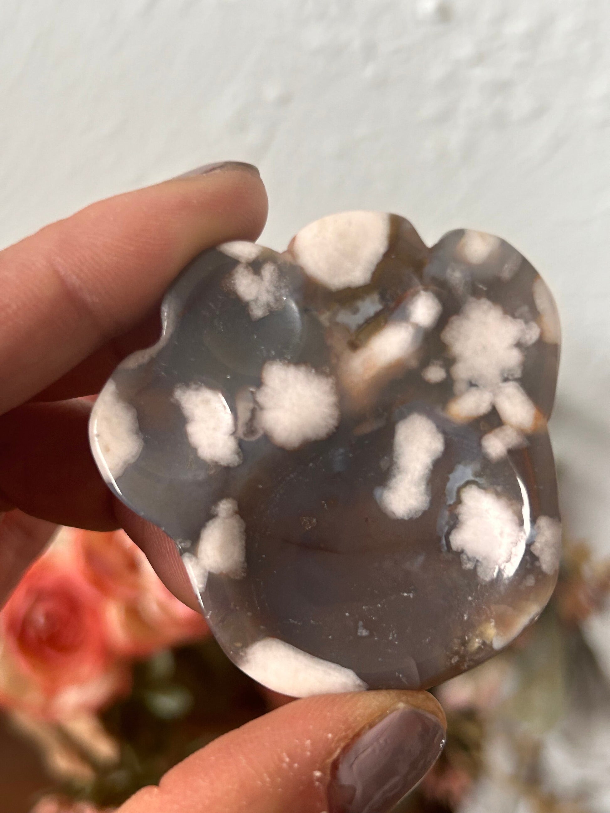 YOU CHOOSE | Black Flower Agate Mini Bowls | Flower Agate Paw | Black Flower Agate Cat Head | Black Flower Agate Moon | Flower Agate Dish |