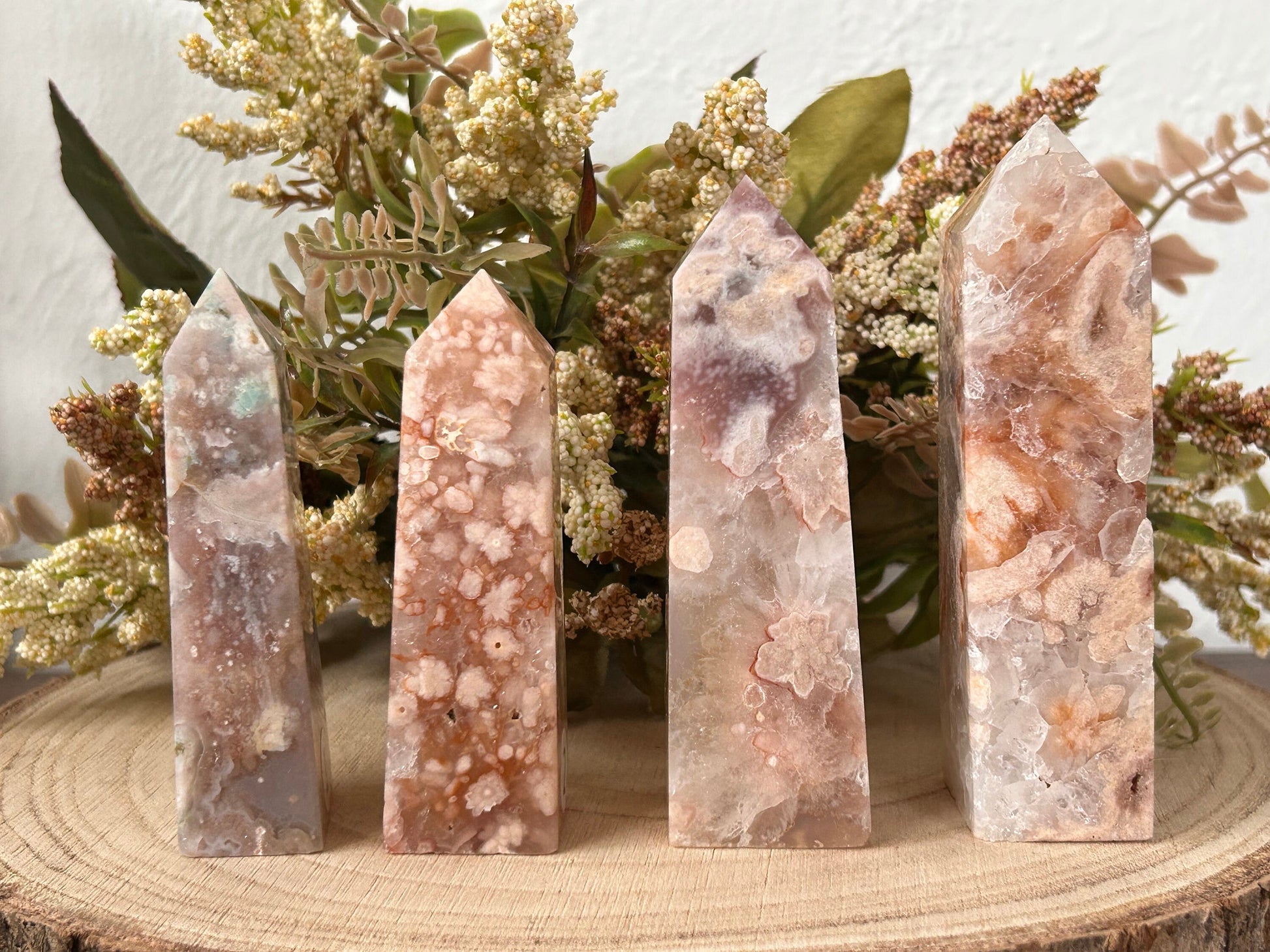 Druzy Pink Amethyst Flower Agate Tower | Purple Flower Agate Amethyst | Pink Amethyst Tower | Flower Agate Tower | Crystal Gifts | Healing-Crystal Towers-Pink Amethyst, Flower Agate