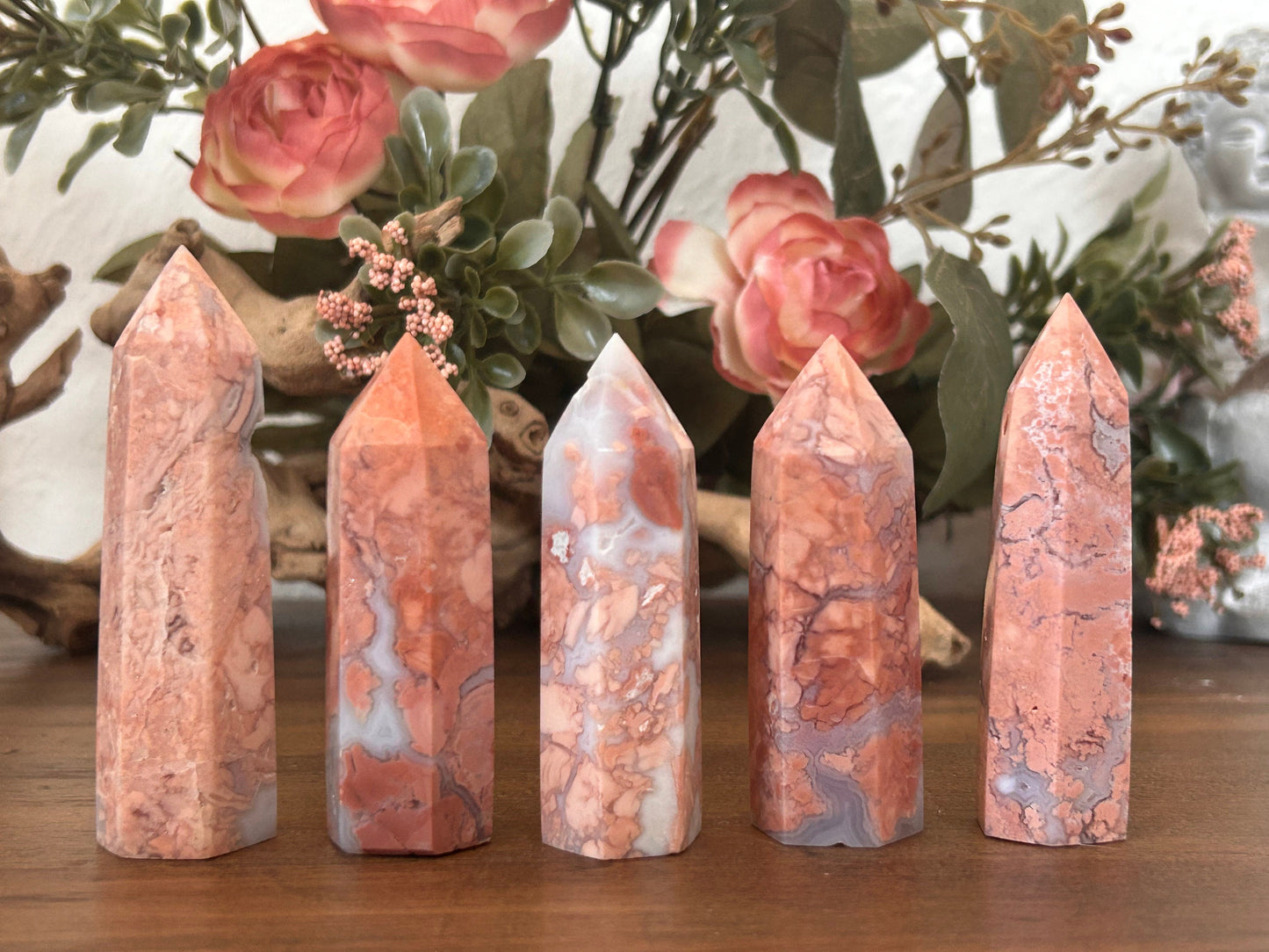 Super Pink Agate Tower | Druzy Pink Agate Crystal Tower| Pink Agate Point | Pink Agate | Natural Healing Crystals | Crystal Gifts