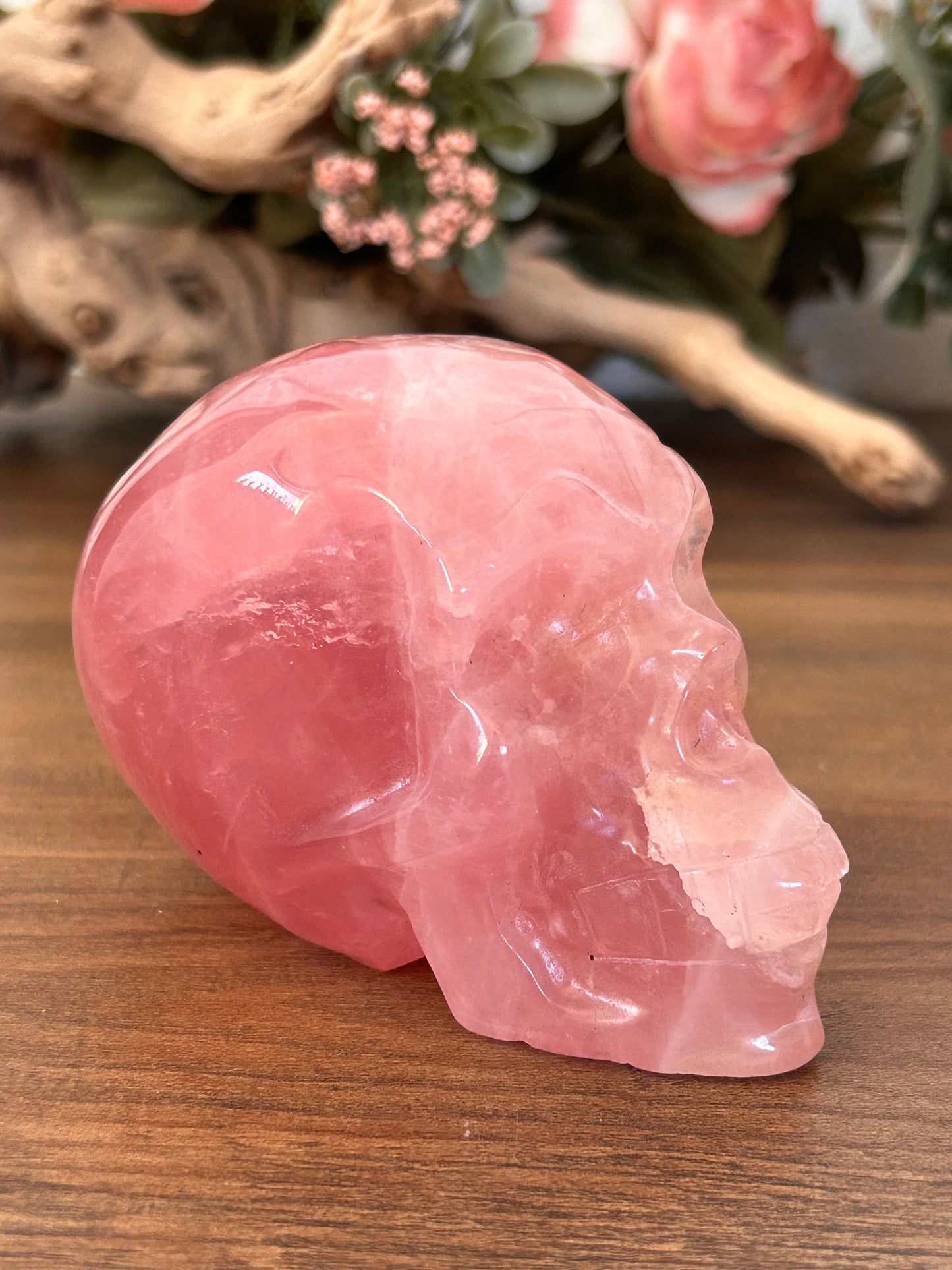 Super Gemmy High Quality Rose Quartz Skull | Super Pink Rose Quartz Skull | Crystal Skull | Crystal Gift | Skull Art | Spiritual Home Decor-Crystal Skulls-rose quartz