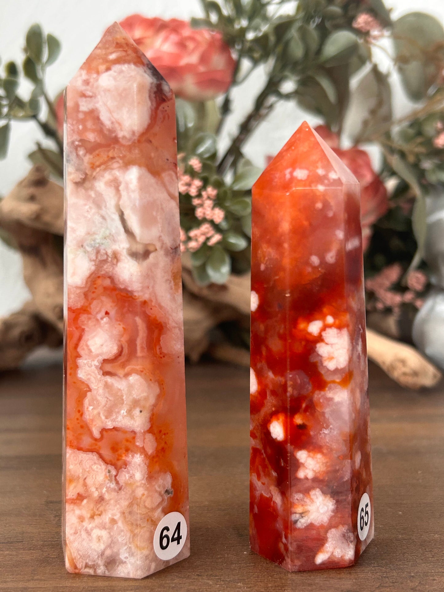 Natural Carnelian Flower Agate Tower | Carnelian Agate | Flower Agate Point | Sakura Agate Tower | Reiki Crystals | Crystal Gifts