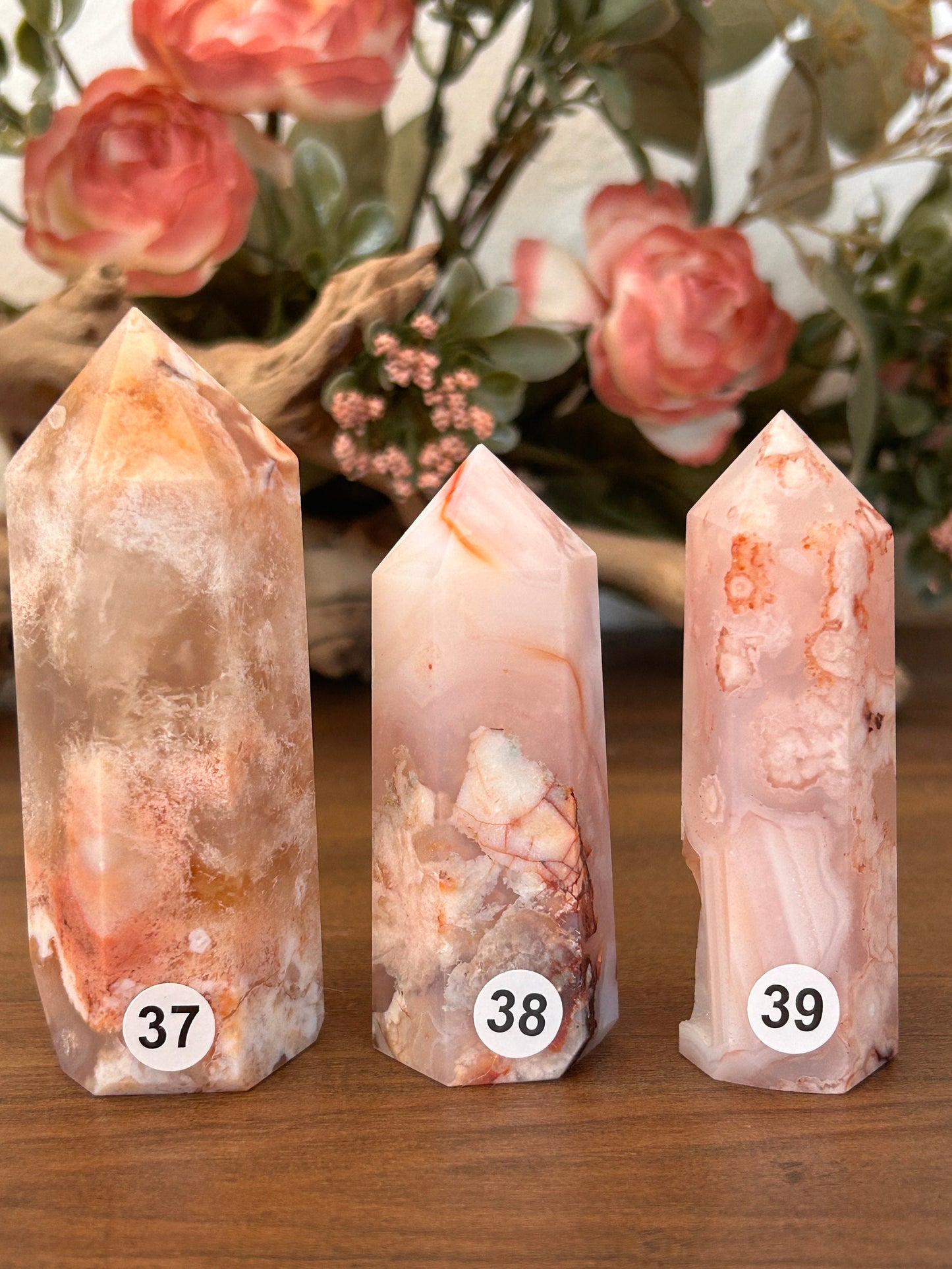 Natural Carnelian Flower Agate Tower | Carnelian Agate | Flower Agate Point | Sakura Agate Tower | Reiki Crystals | Crystal Gifts-Crystal Towers-Flower agate, Carnelian