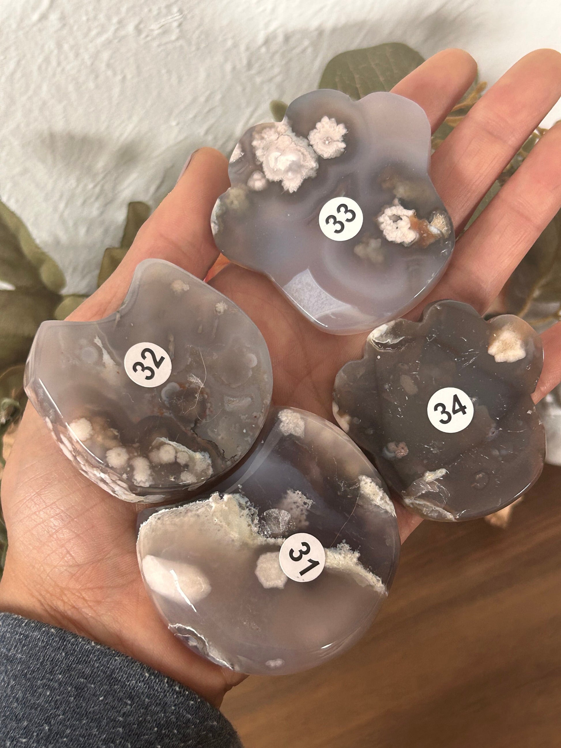 YOU CHOOSE | Black Flower Agate Mini Bowls | Flower Agate Paw | Black Flower Agate Cat Head | Black Flower Agate Moon | Flower Agate Dish |