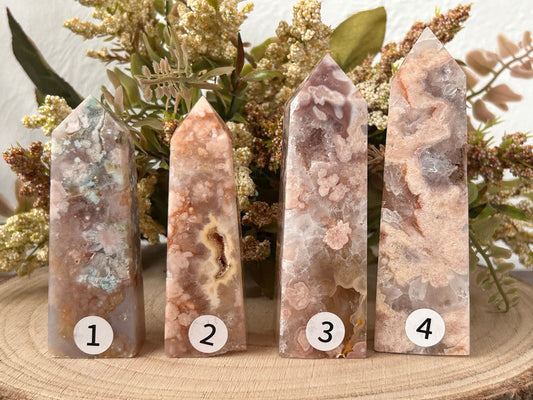 Druzy Pink Amethyst Flower Agate Tower | Purple Flower Agate Amethyst | Pink Amethyst Tower | Flower Agate Tower | Crystal Gifts | Healing-Crystal Towers-Pink Amethyst, Flower Agate