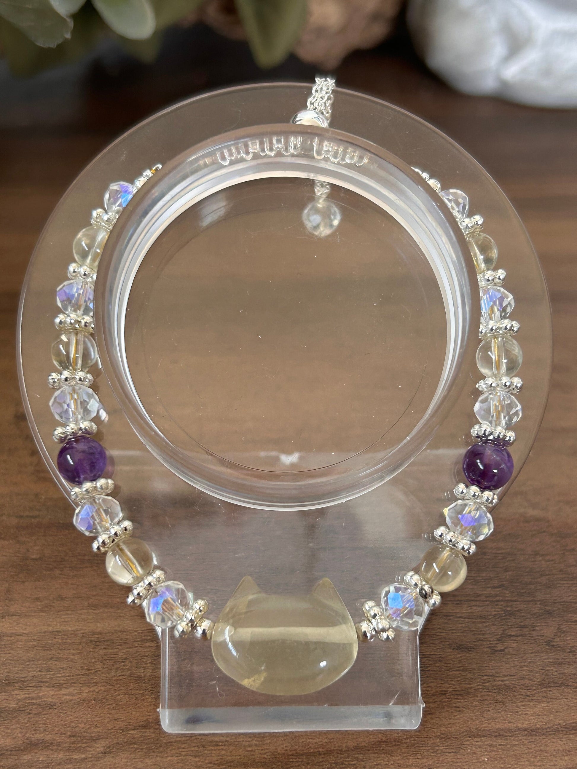 Adjustable Crystal Bracelet w\ Charm | Crystal Bracelets | Handmade Jewelry | Birthday Gifts | Crystal Gifts | Amethyst | Fluorite |