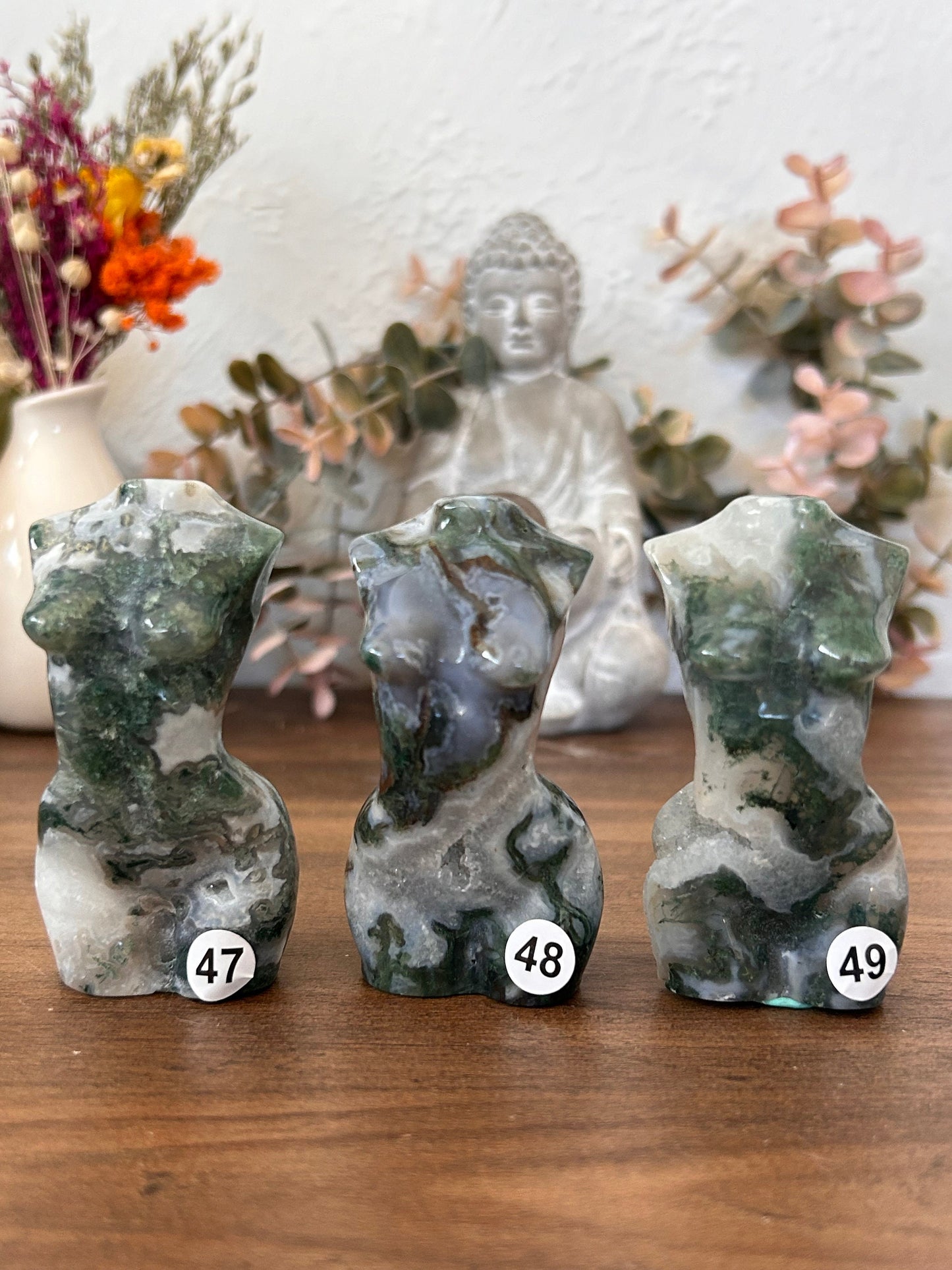 High Quality Moss Agate Goddess Carving | Druzy Moss Agate | Colorful Moss Agate Lady Body Carving | Crystal Gifts | Natural Healing Crystal