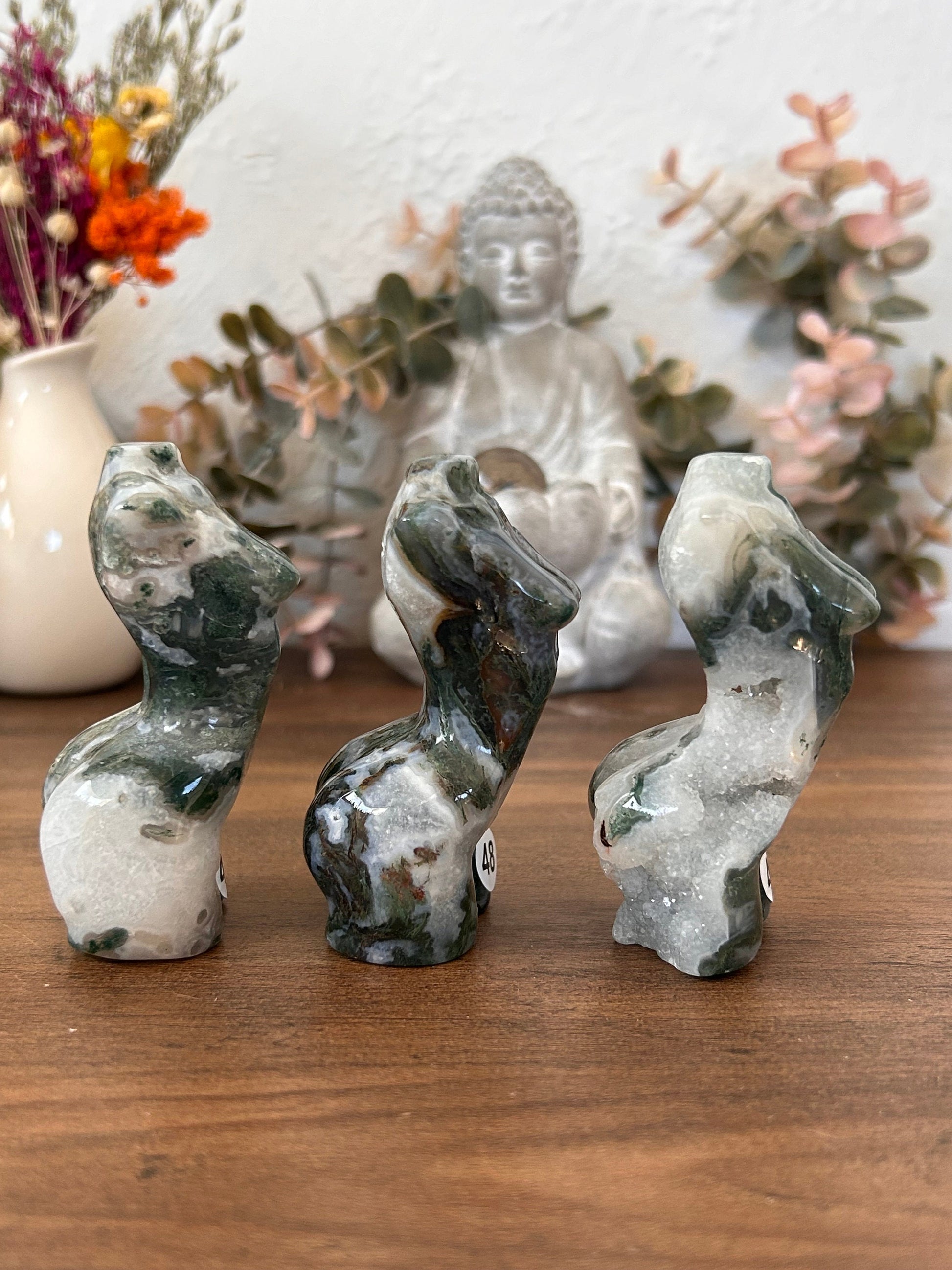 High Quality Moss Agate Goddess Carving | Druzy Moss Agate | Colorful Moss Agate Lady Body Carving | Crystal Gifts | Natural Healing Crystal