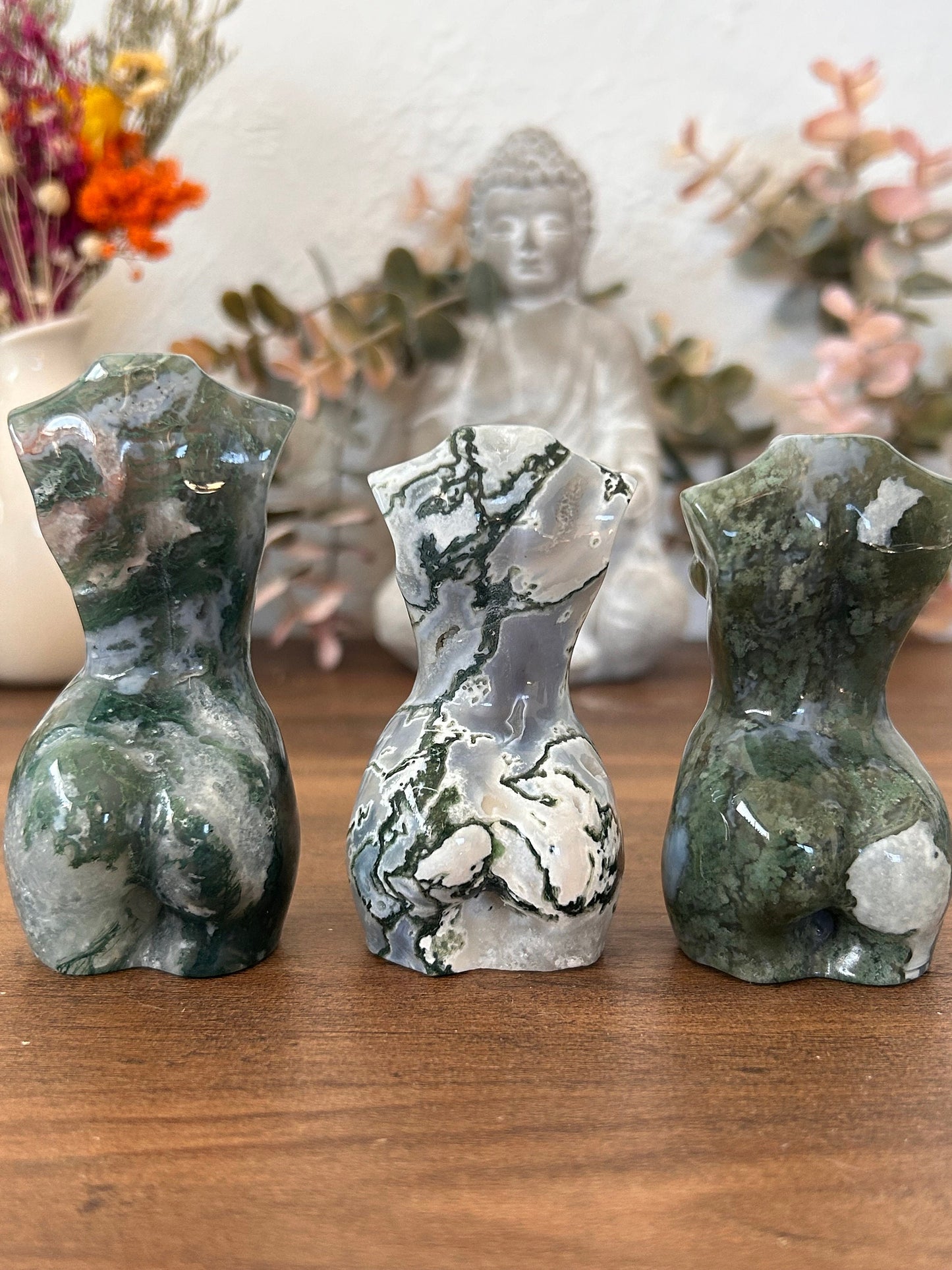 High Quality Moss Agate Goddess Carving | Druzy Moss Agate | Colorful Moss Agate Lady Body Carving | Crystal Gifts | Natural Healing Crystal