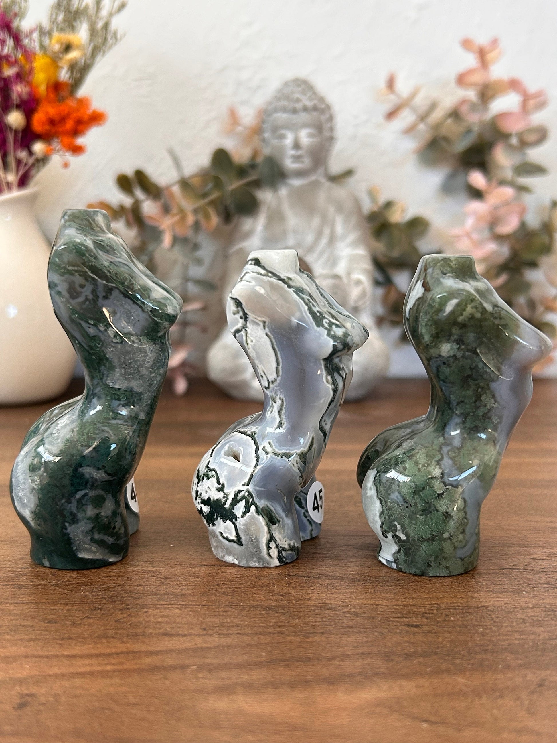 High Quality Moss Agate Goddess Carving | Druzy Moss Agate | Colorful Moss Agate Lady Body Carving | Crystal Gifts | Natural Healing Crystal